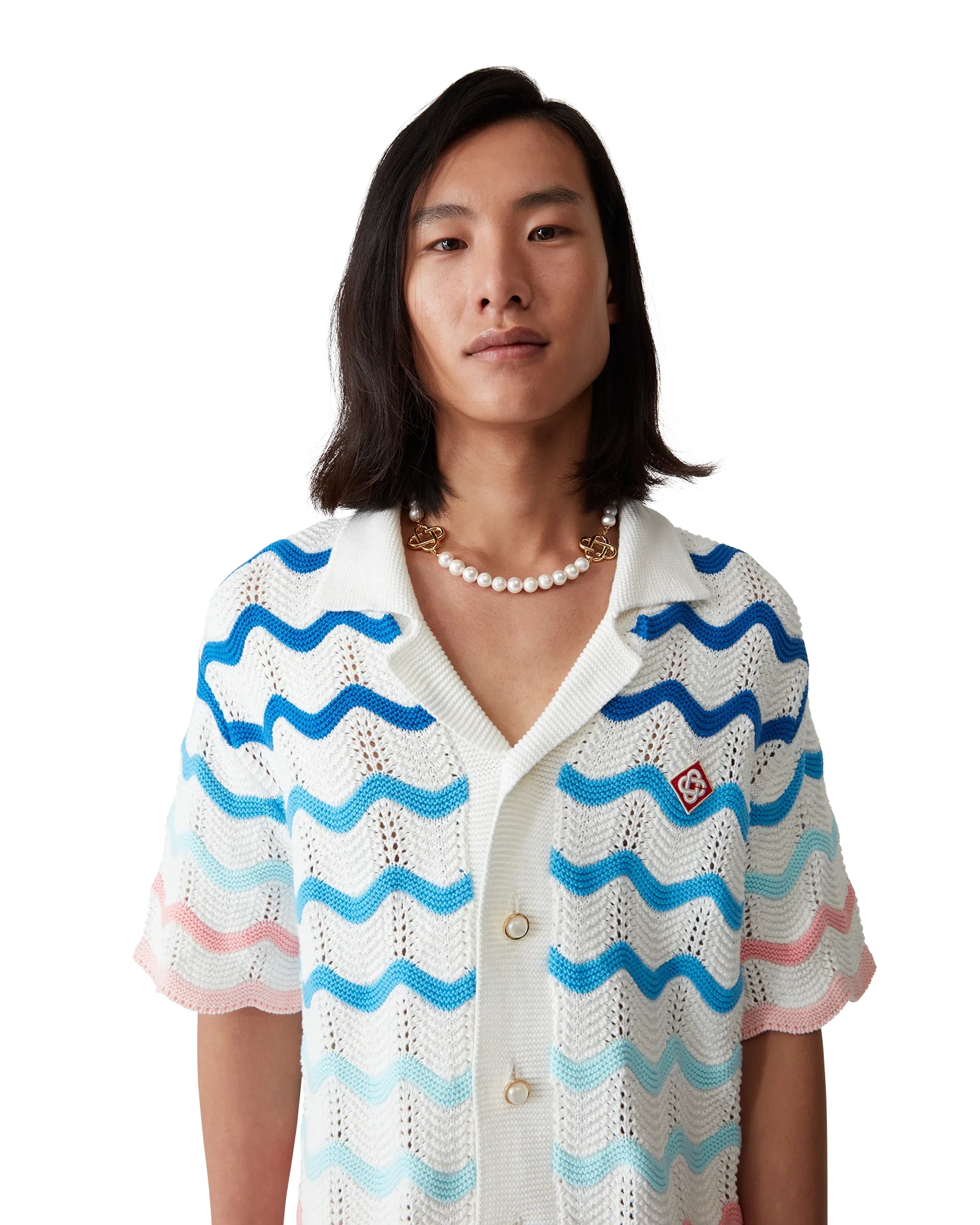 Gradient Wave Crochet Shirt