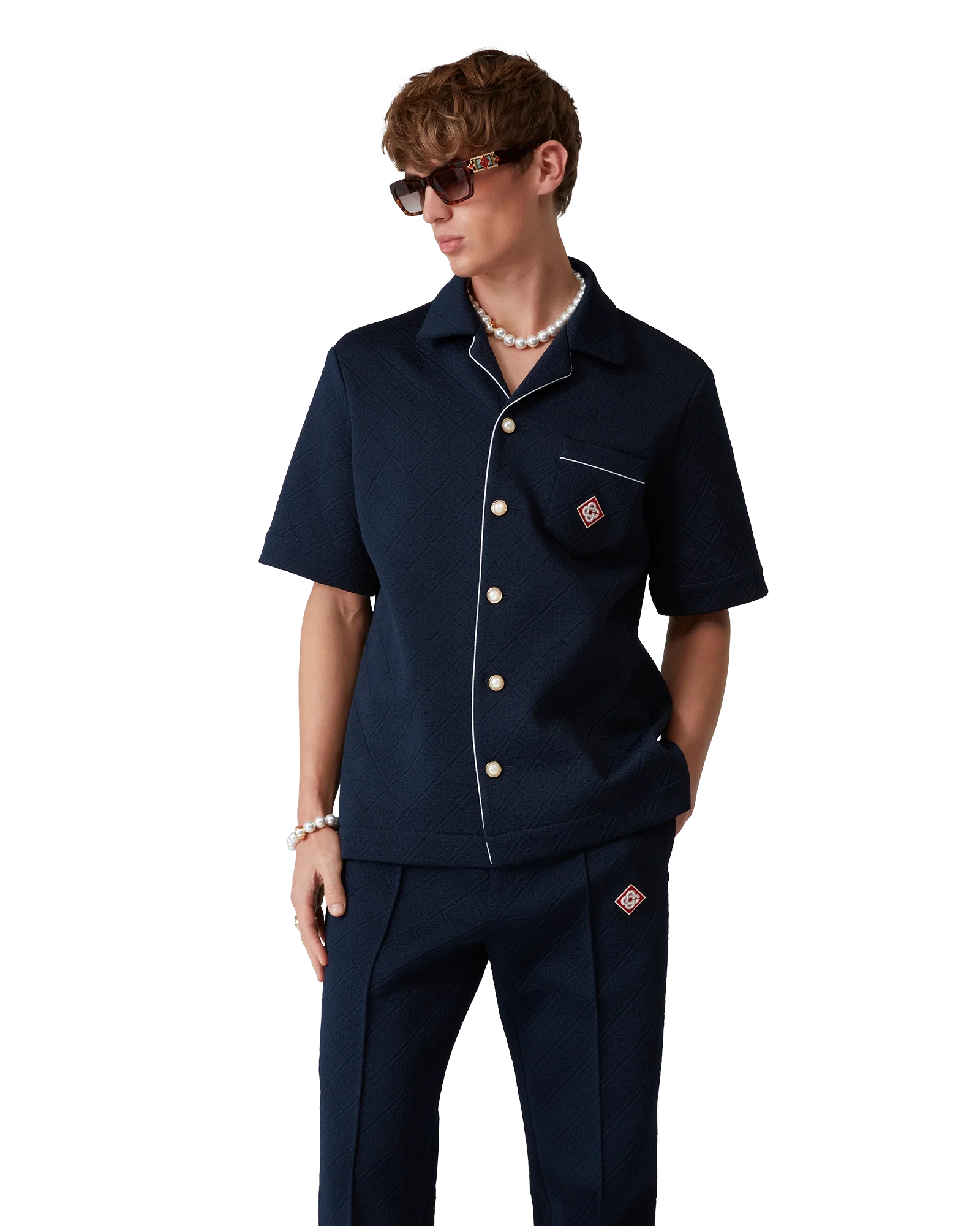 Chemise en jacquard avec monogramme