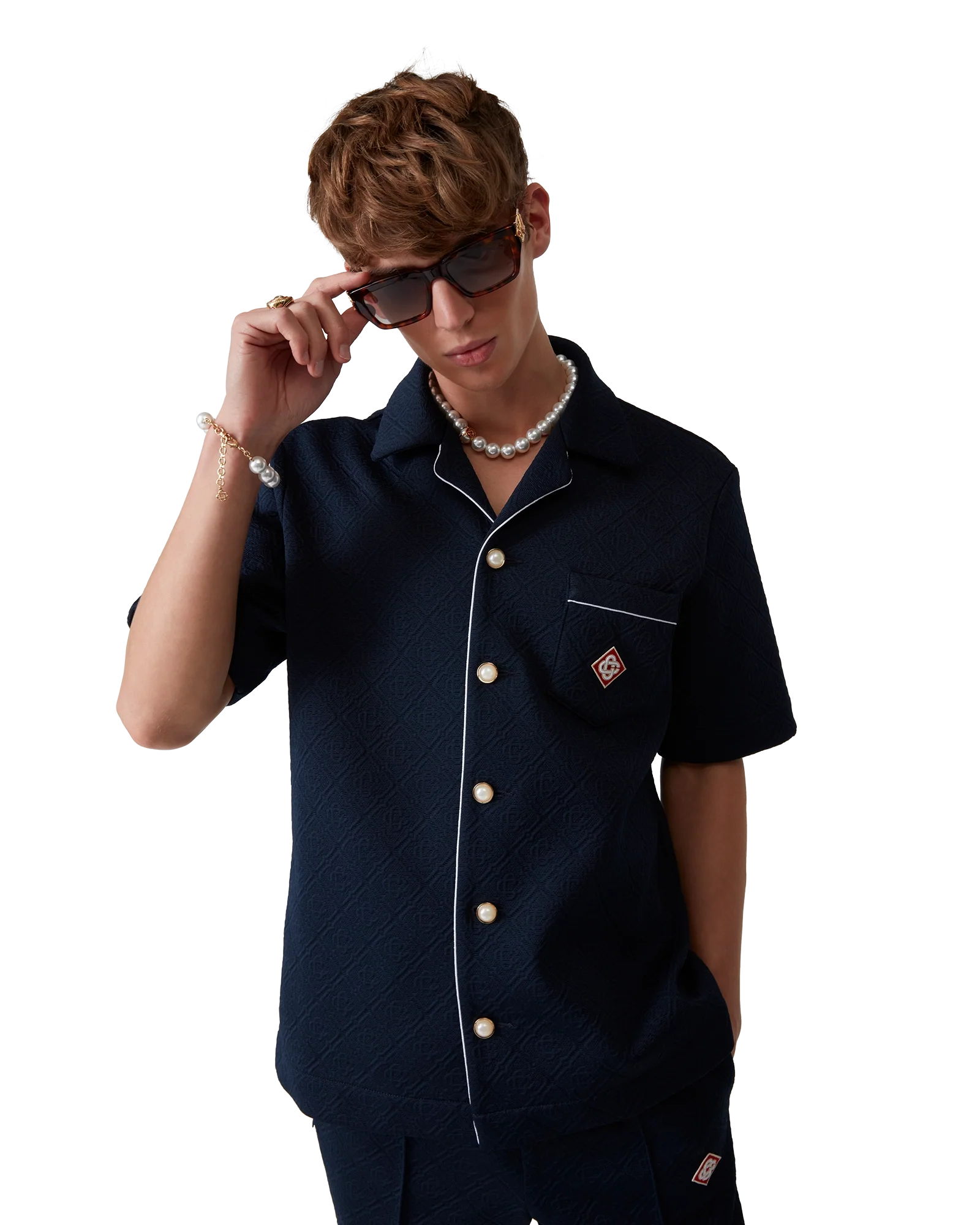 Chemise en jacquard avec monogramme