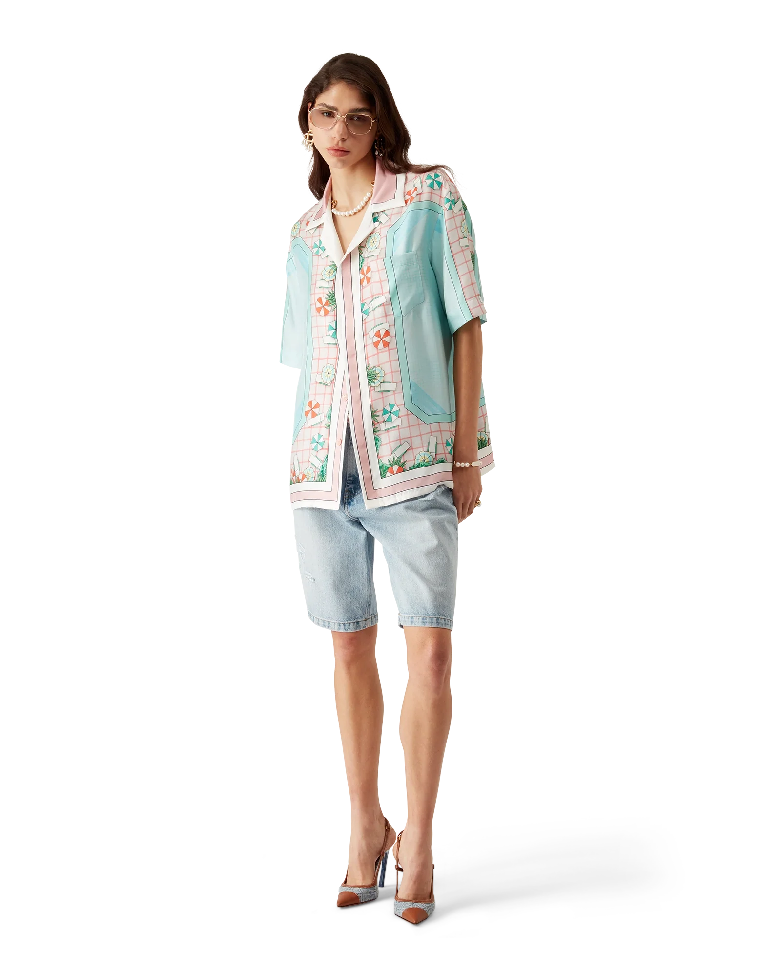 Chemise à manches courtes en soie Copacabana