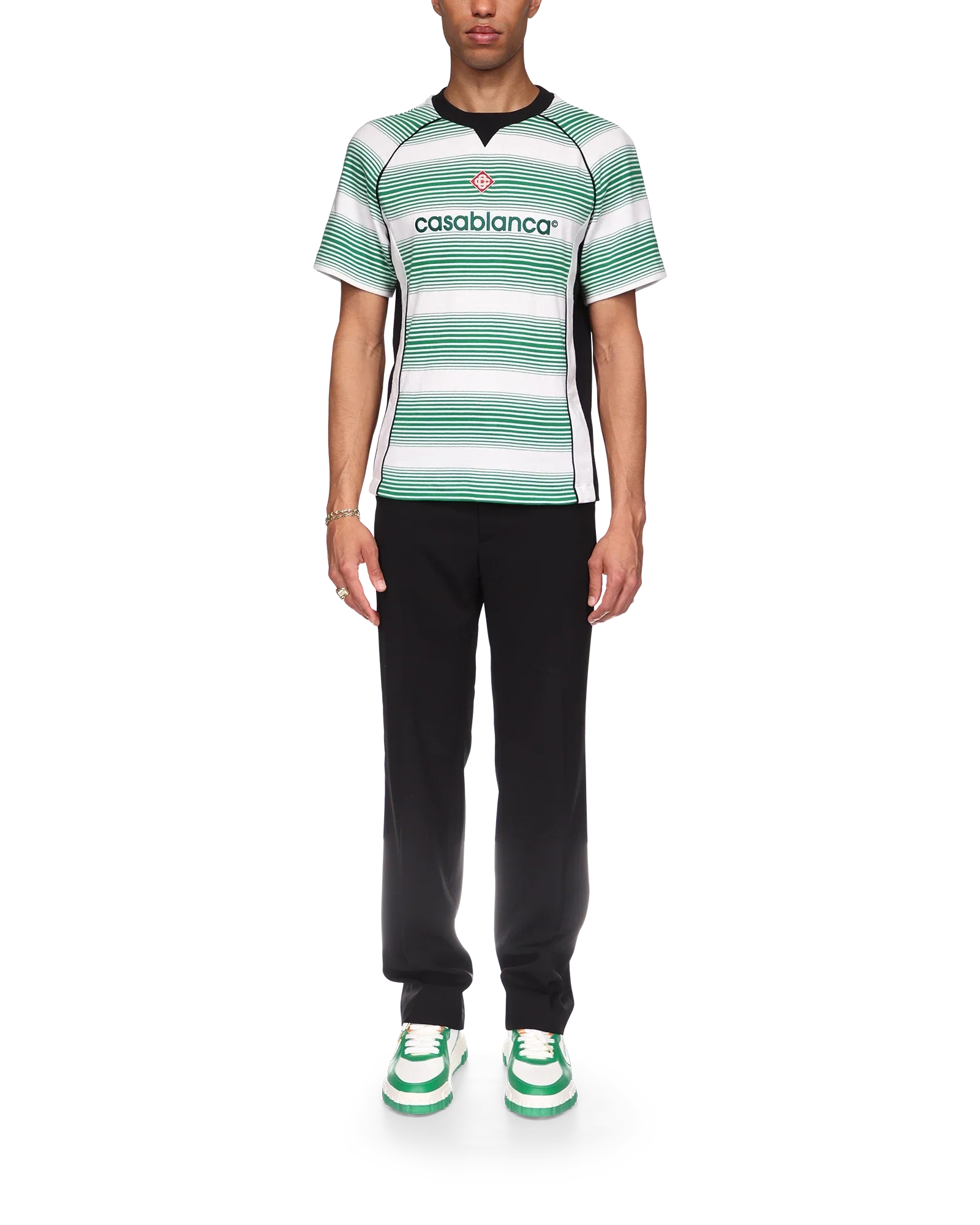 T-shirt à panneaux à rayures dégradées