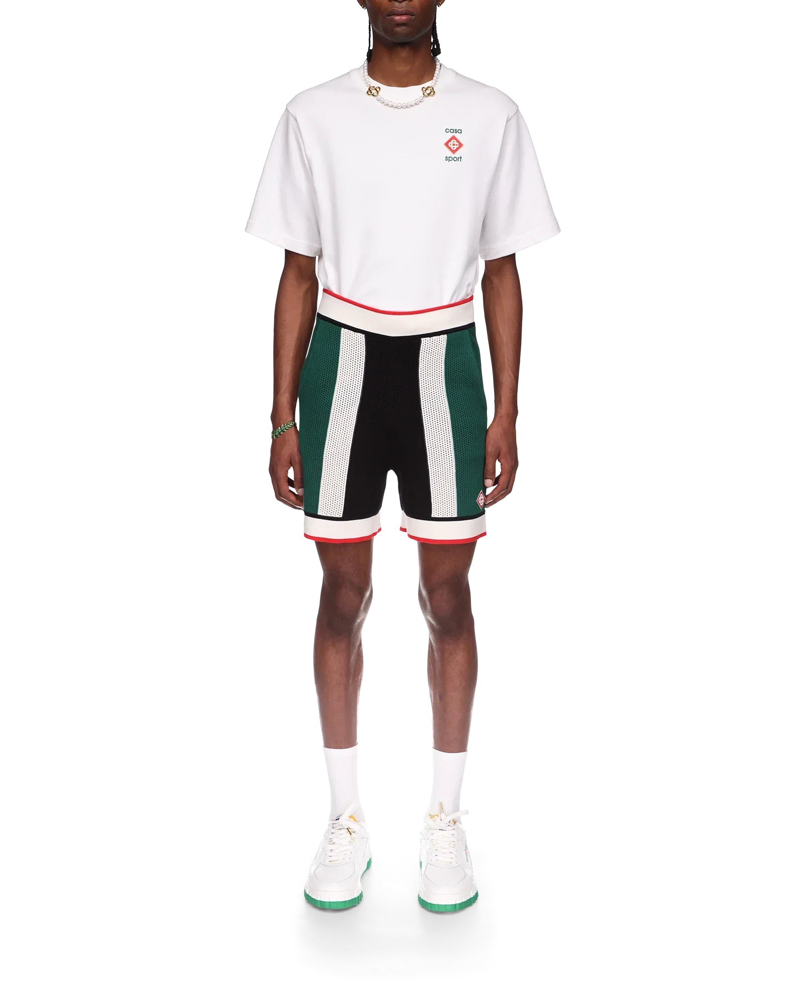 Short en maille rayée