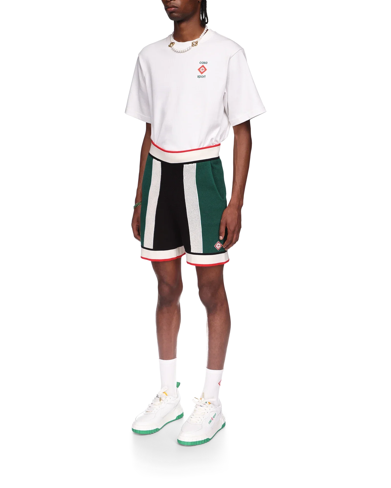 Short en maille rayée