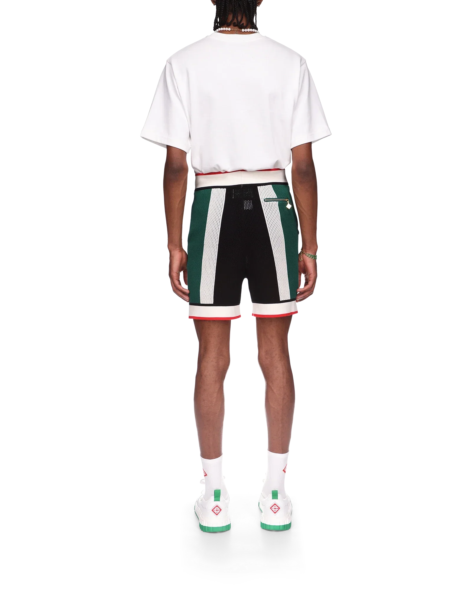 Short en maille rayée