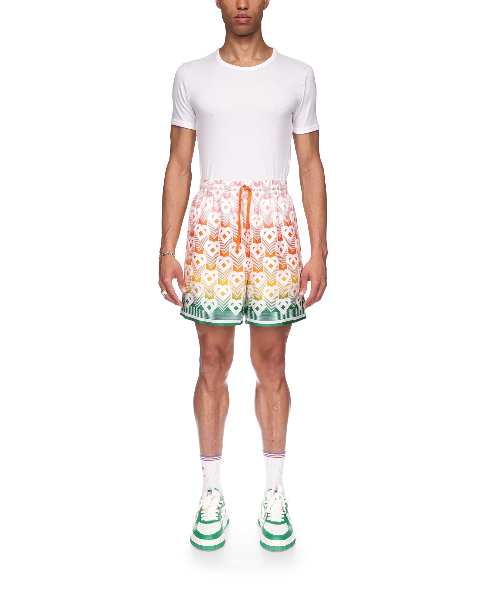 Short en soie avec monogramme en forme de cœur dégradé