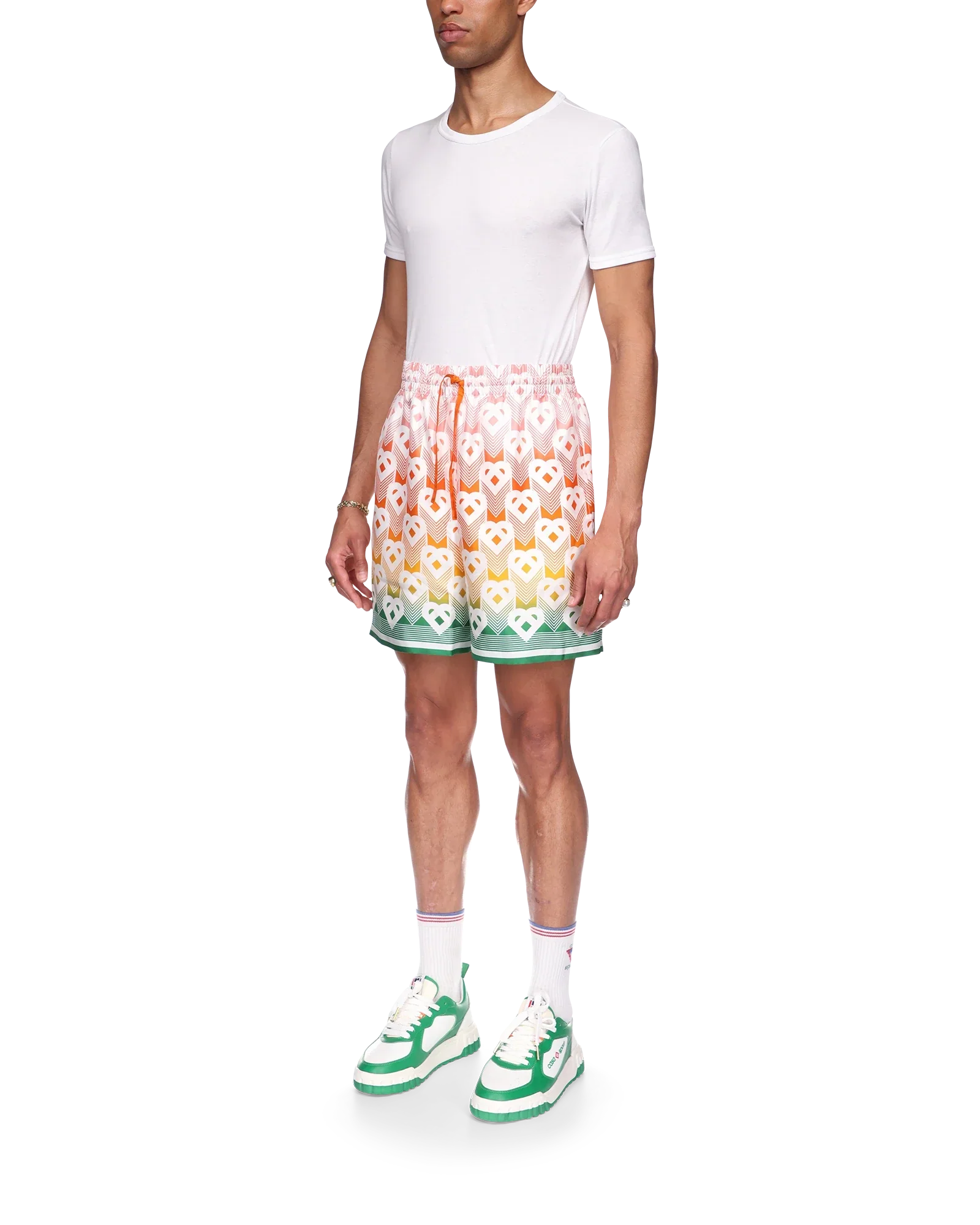 Short en soie avec monogramme en forme de cœur dégradé