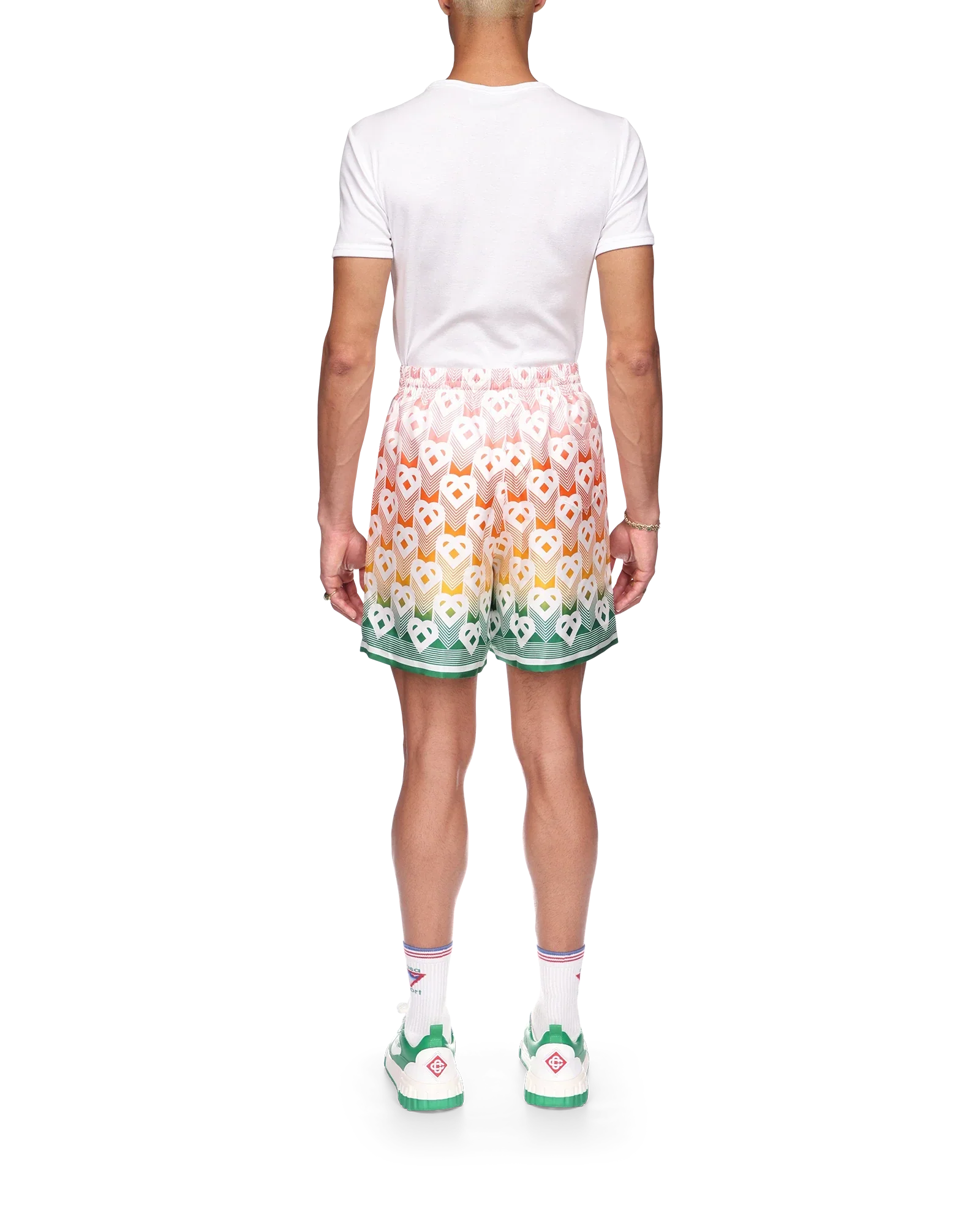 Short en soie avec monogramme en forme de cœur dégradé