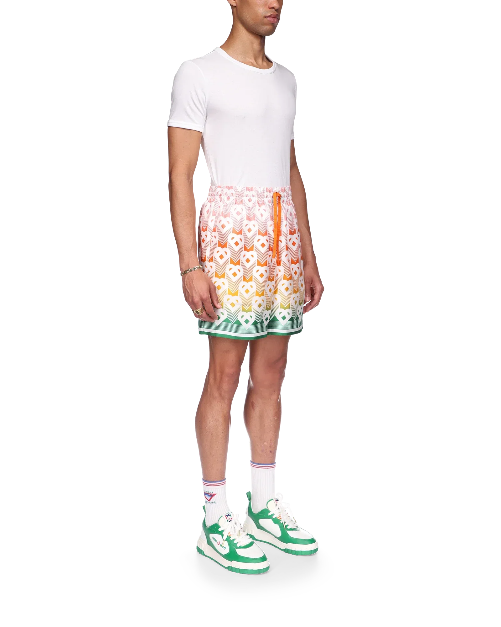 Short en soie avec monogramme en forme de cœur dégradé