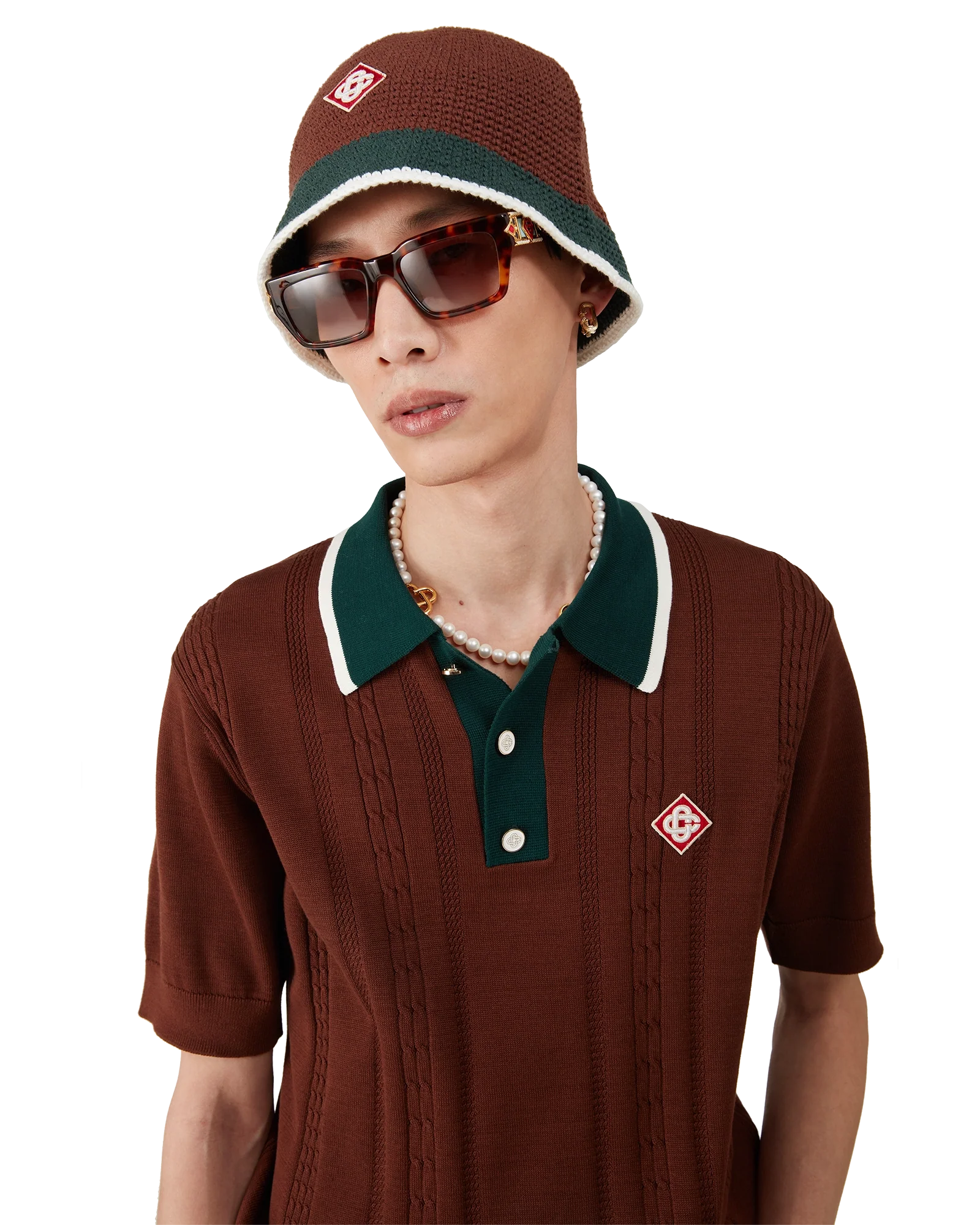 Polo oversize en maille torsadée