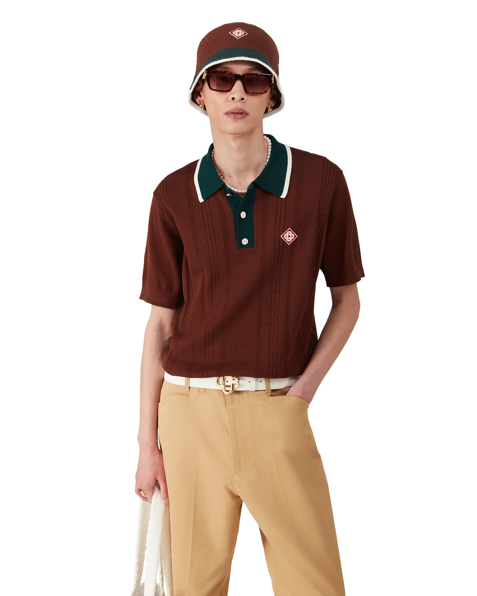 Polo oversize en maille torsadée