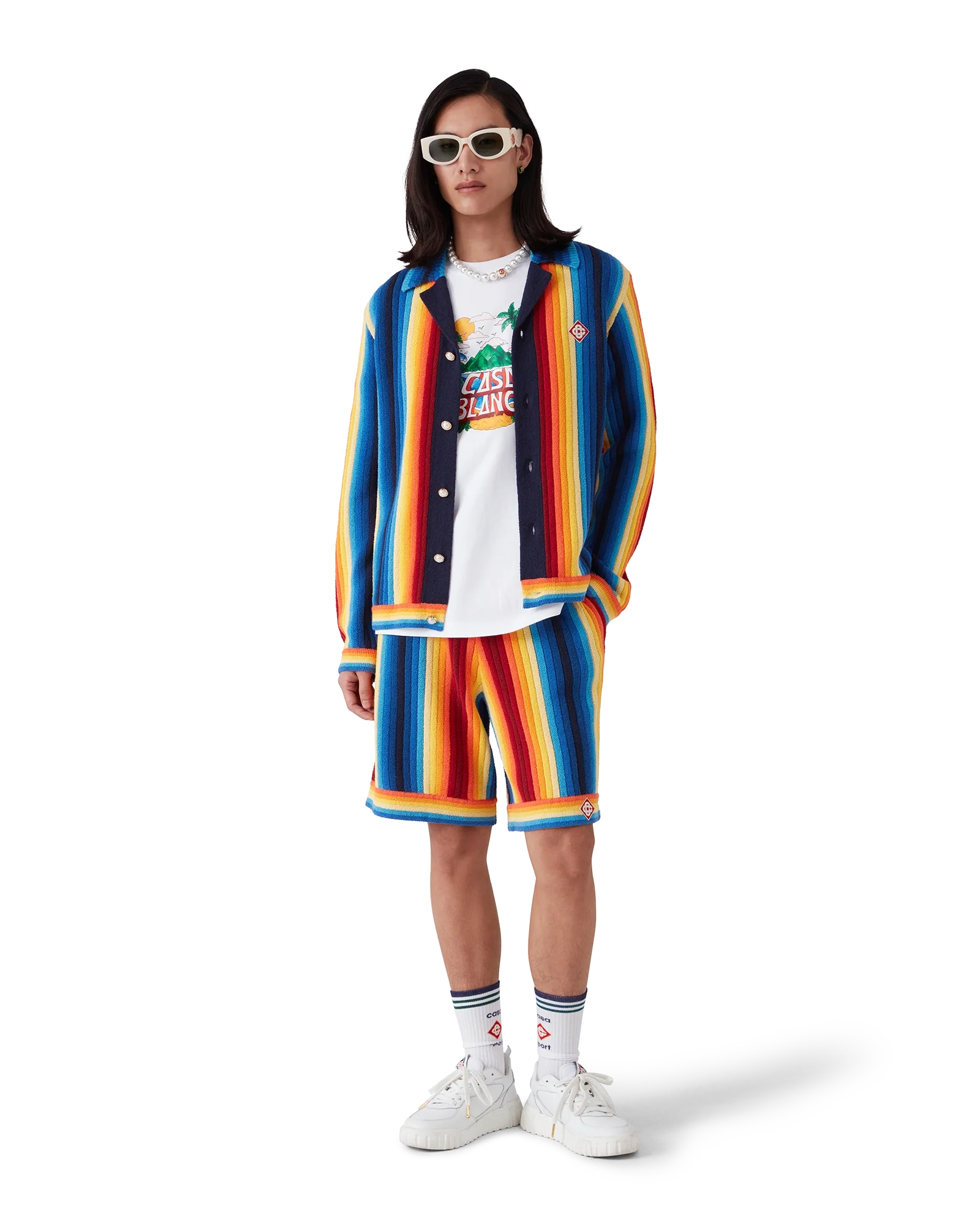 Gradient Stripe Towelling Shorts