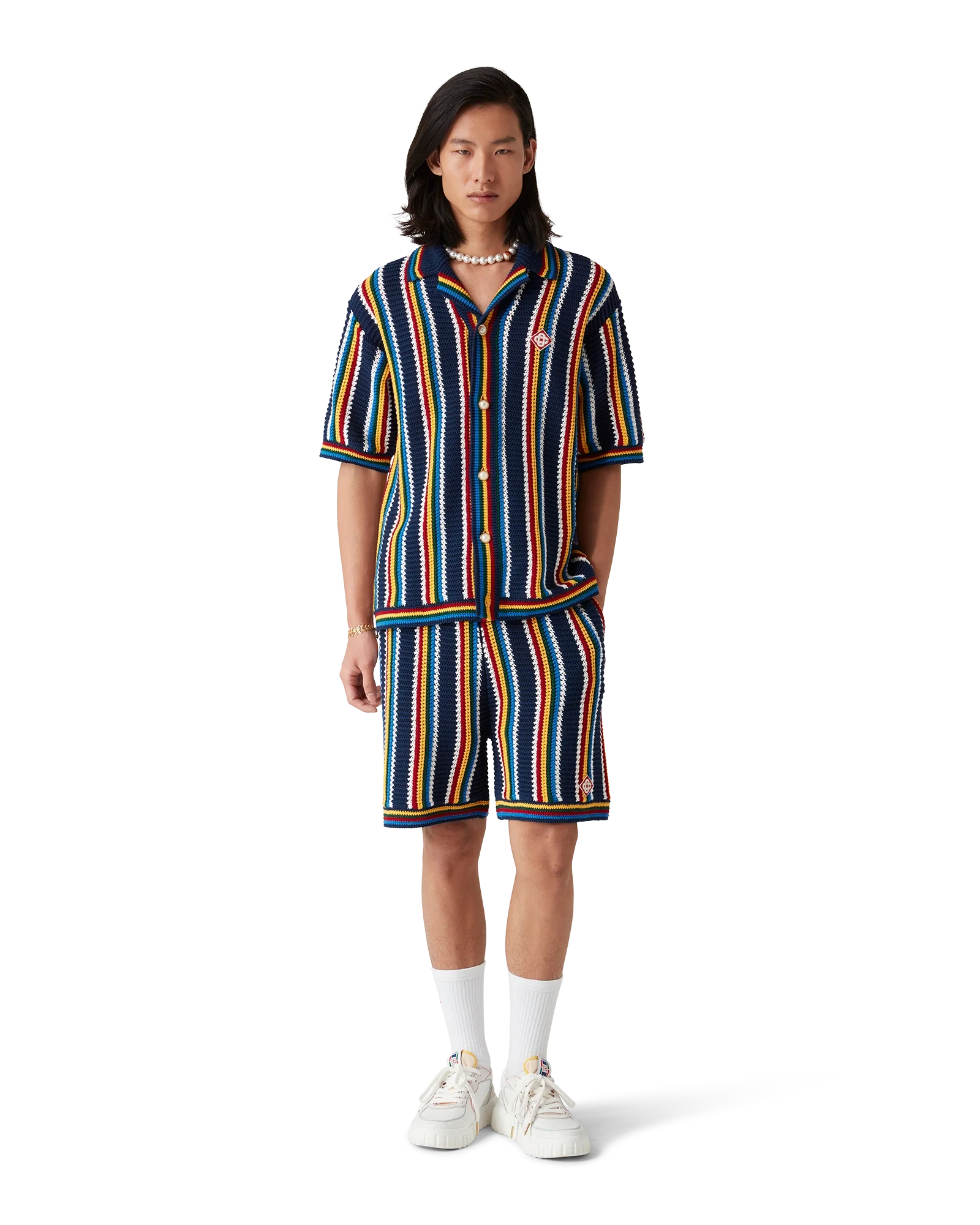 Short à rayures en crochet