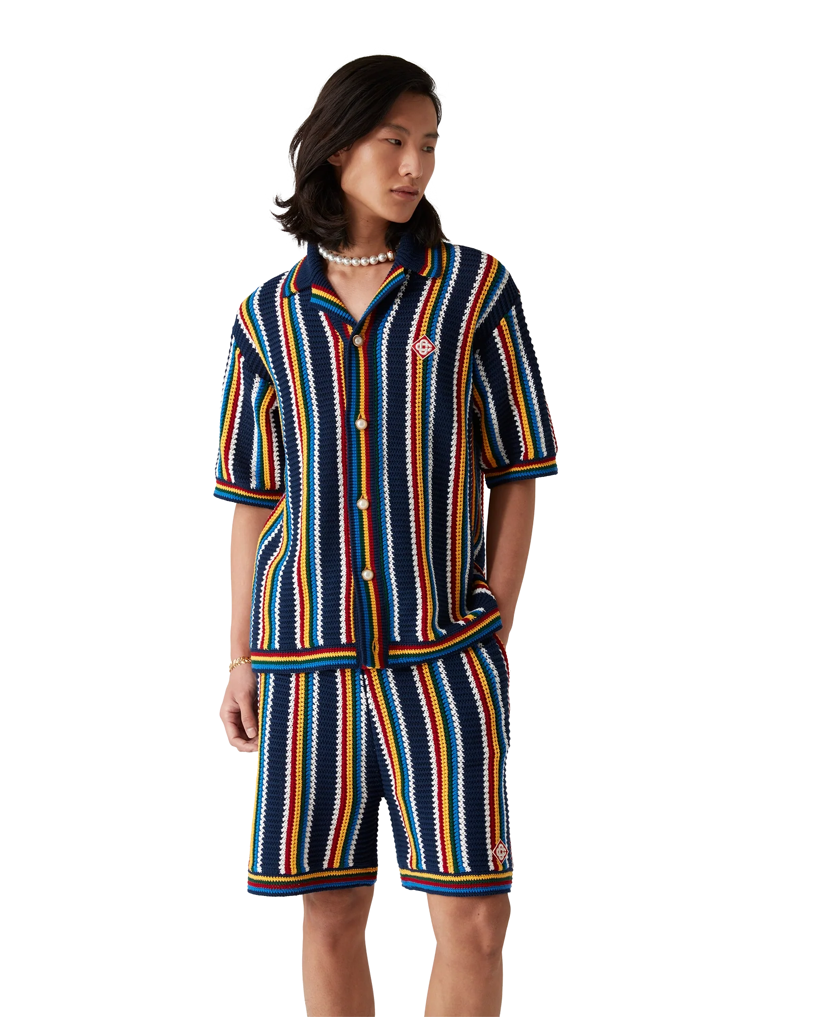 Chemise à rayures en crochet