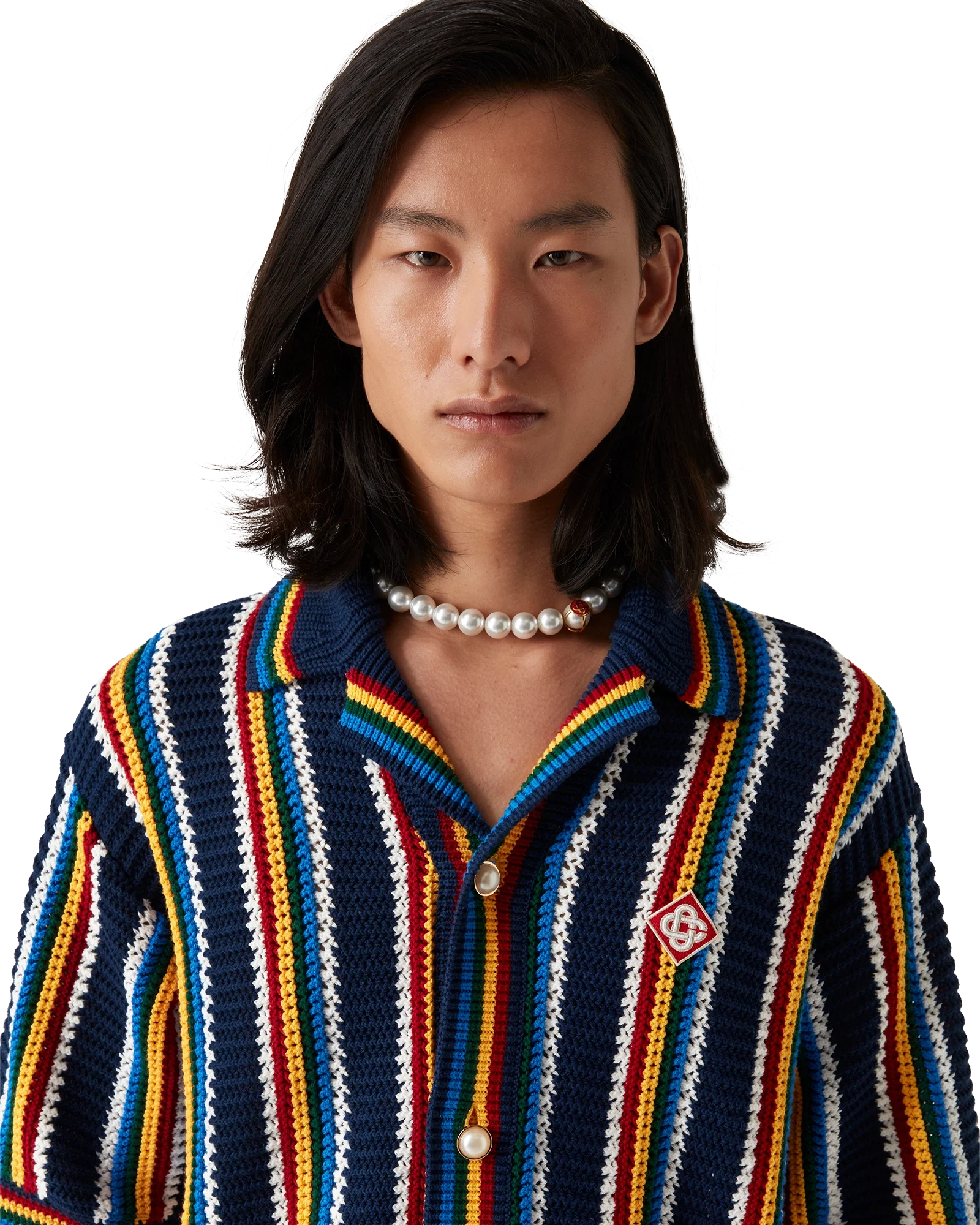 Chemise à rayures en crochet