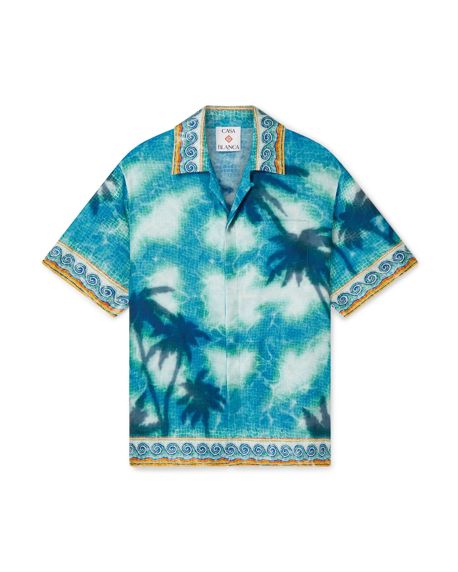Chemise en soie à manches courtes avec emblème Poolside