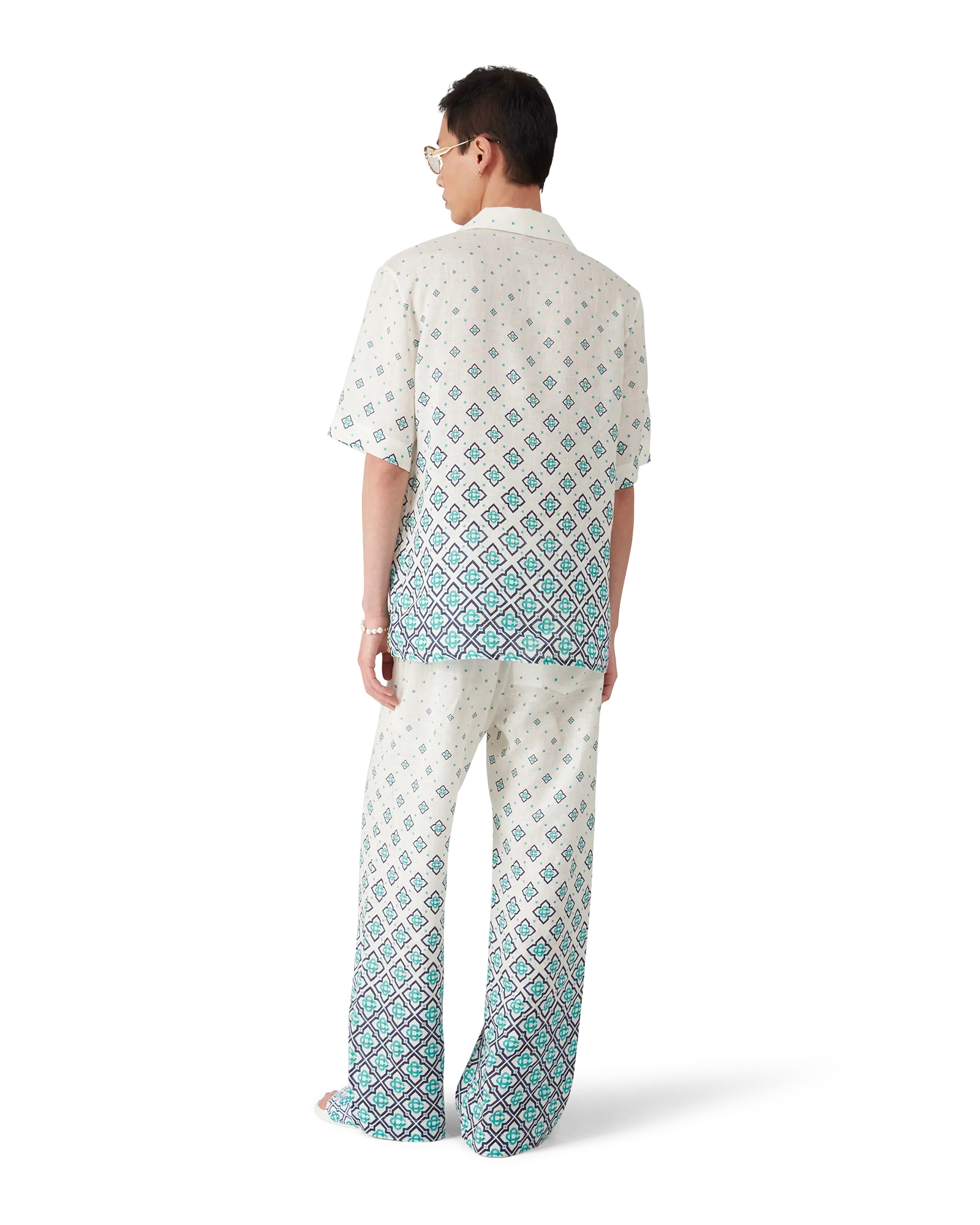 Chemise en lin à monogramme dégradé