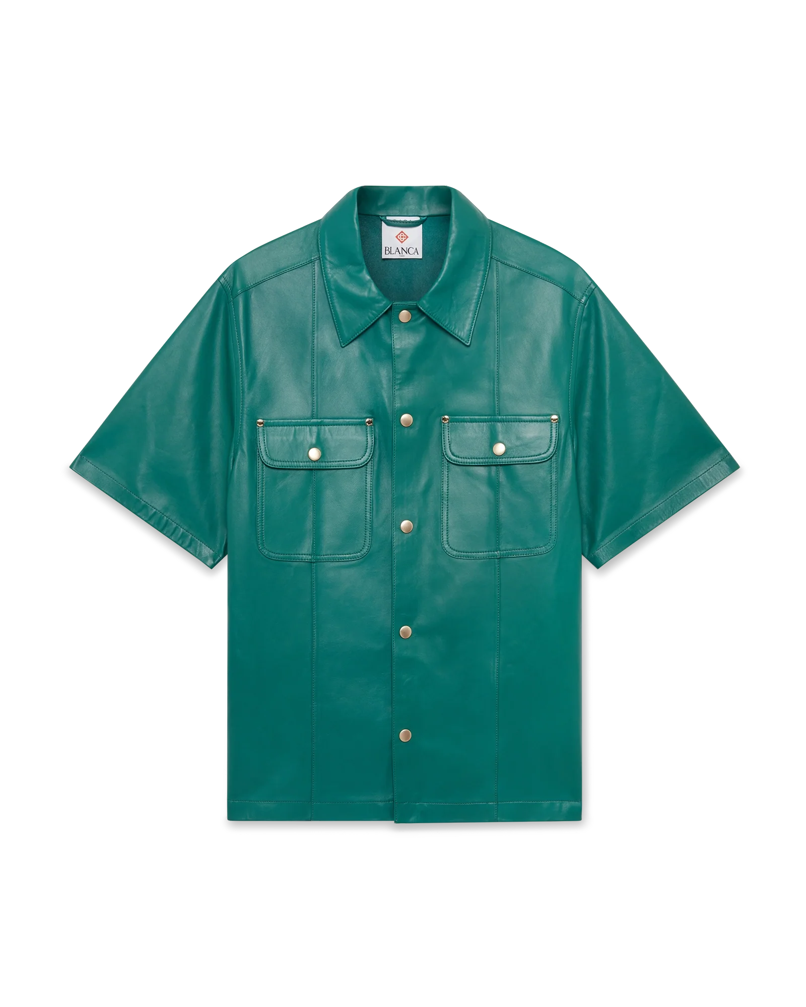 Chemise à manches courtes en cuir