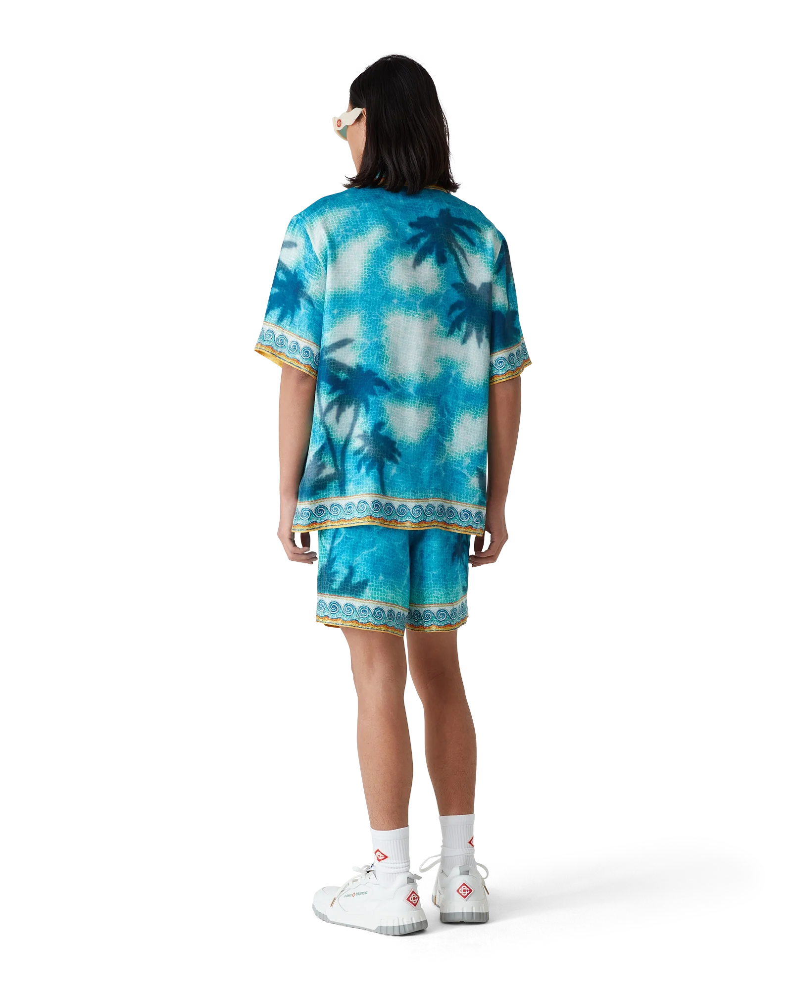 Chemise en soie à manches courtes avec emblème Poolside