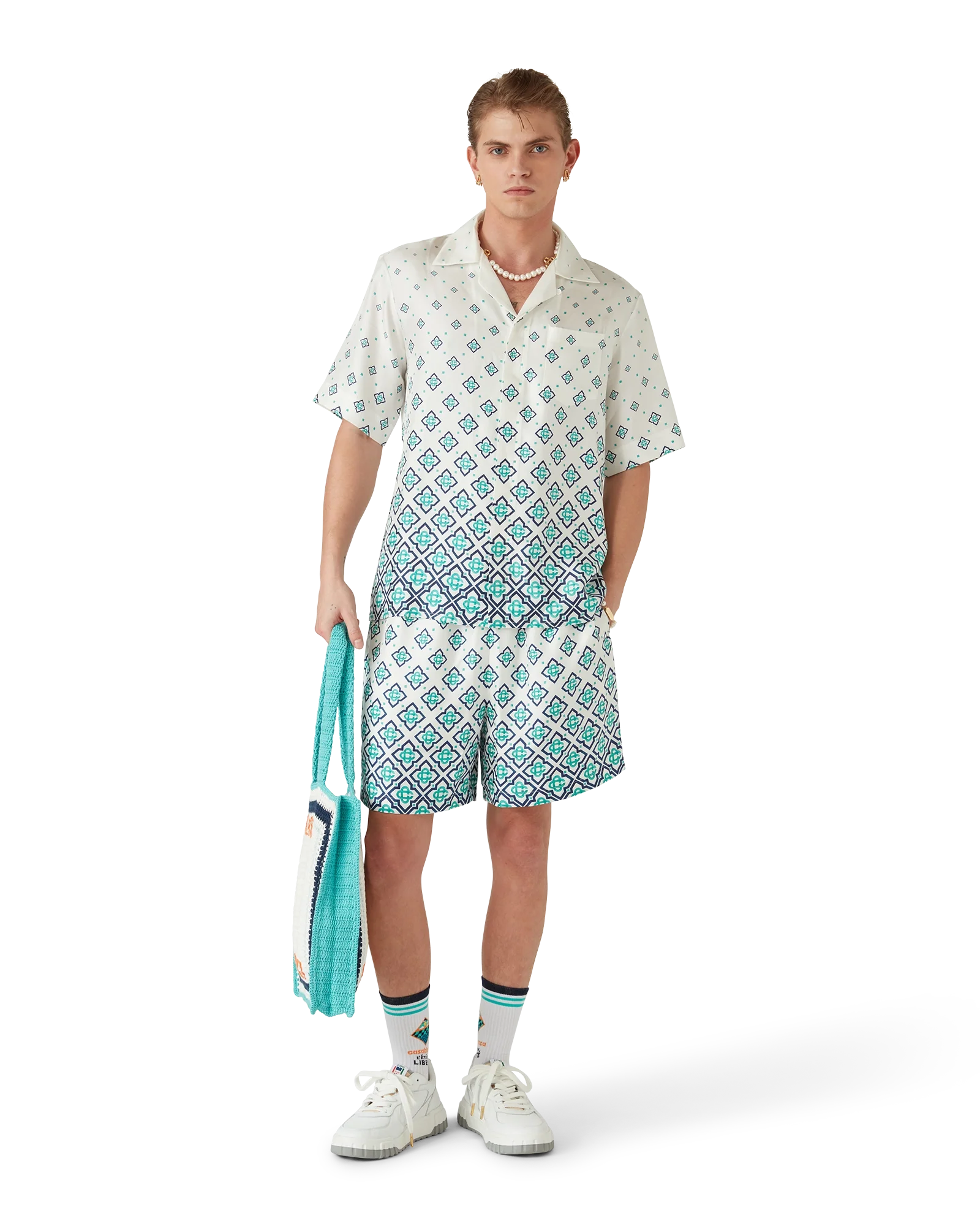 Short en soie avec monogramme dégradé