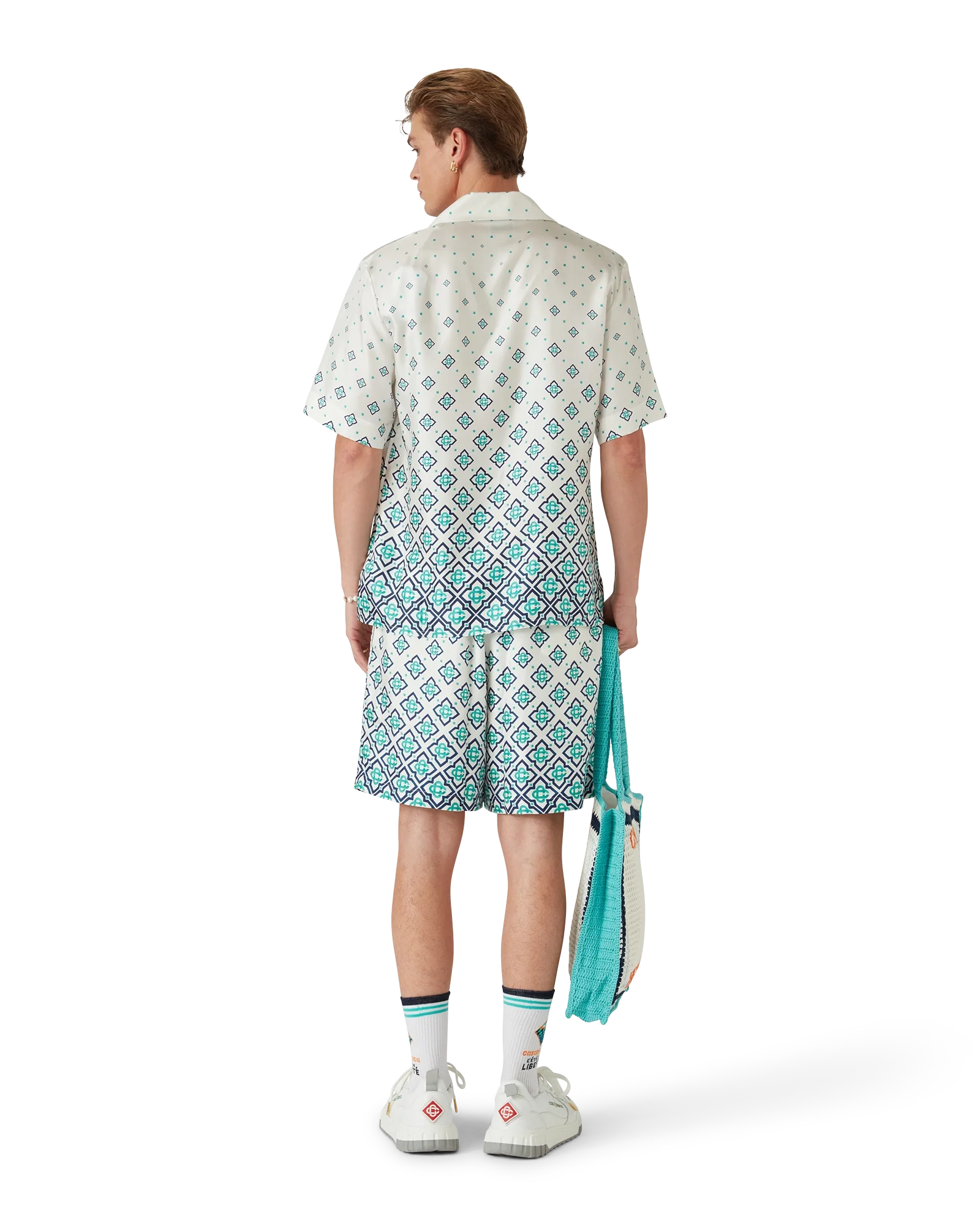 Short en soie avec monogramme dégradé