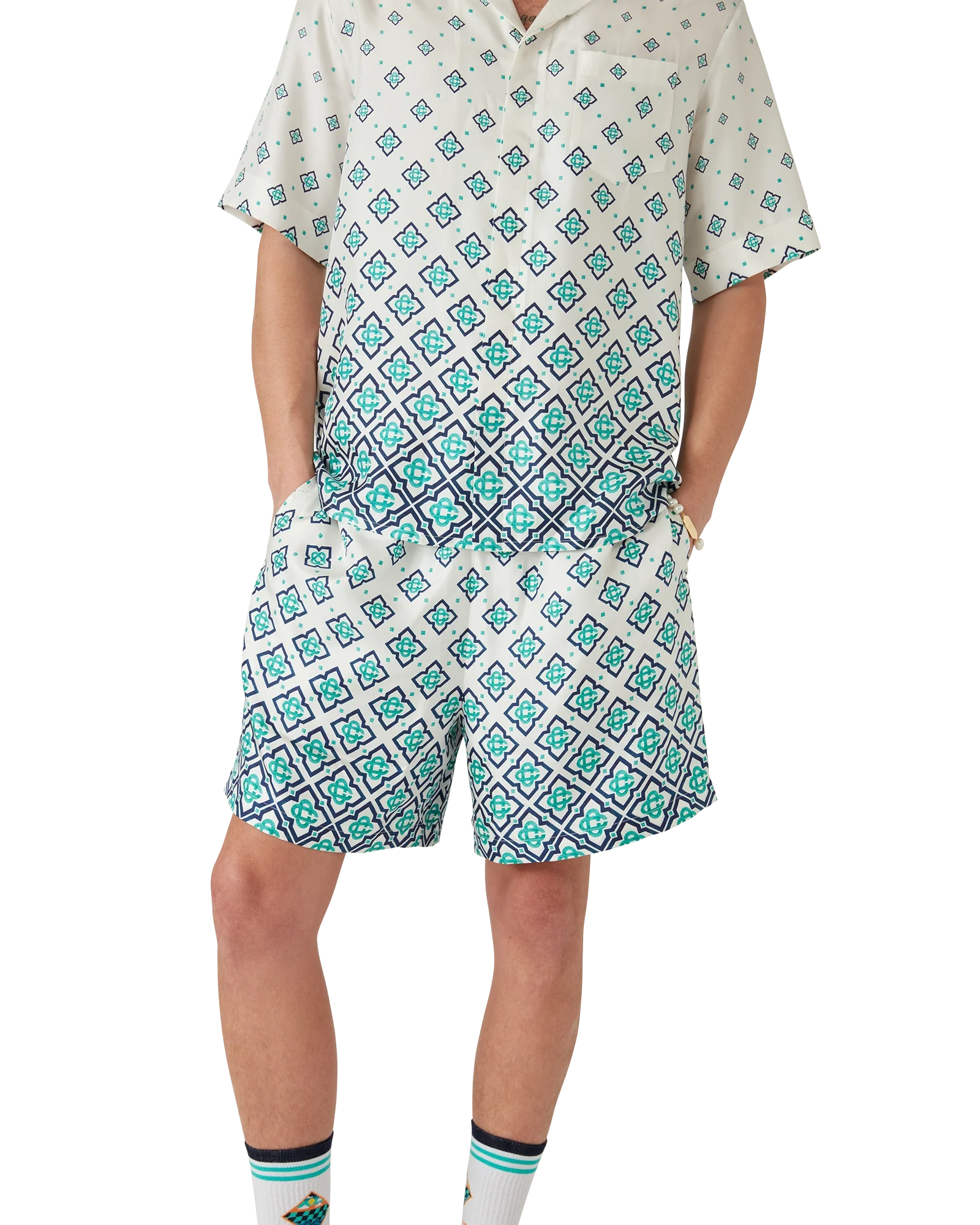Short en soie avec monogramme dégradé