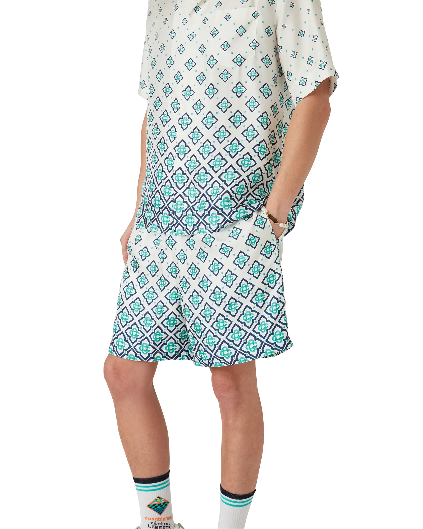 Short en soie avec monogramme dégradé