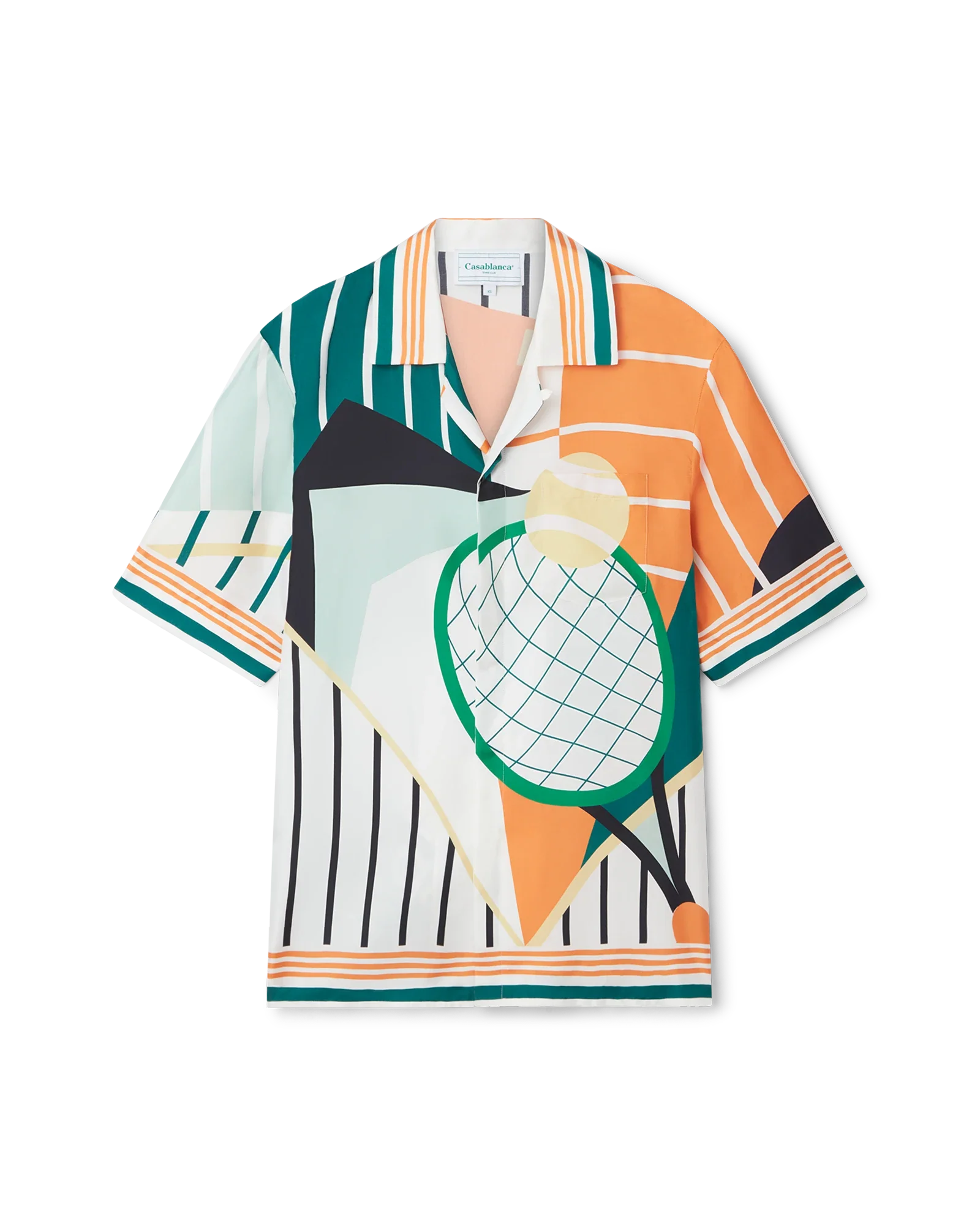 Chemise en soie Court Abstrait Short Sleeve