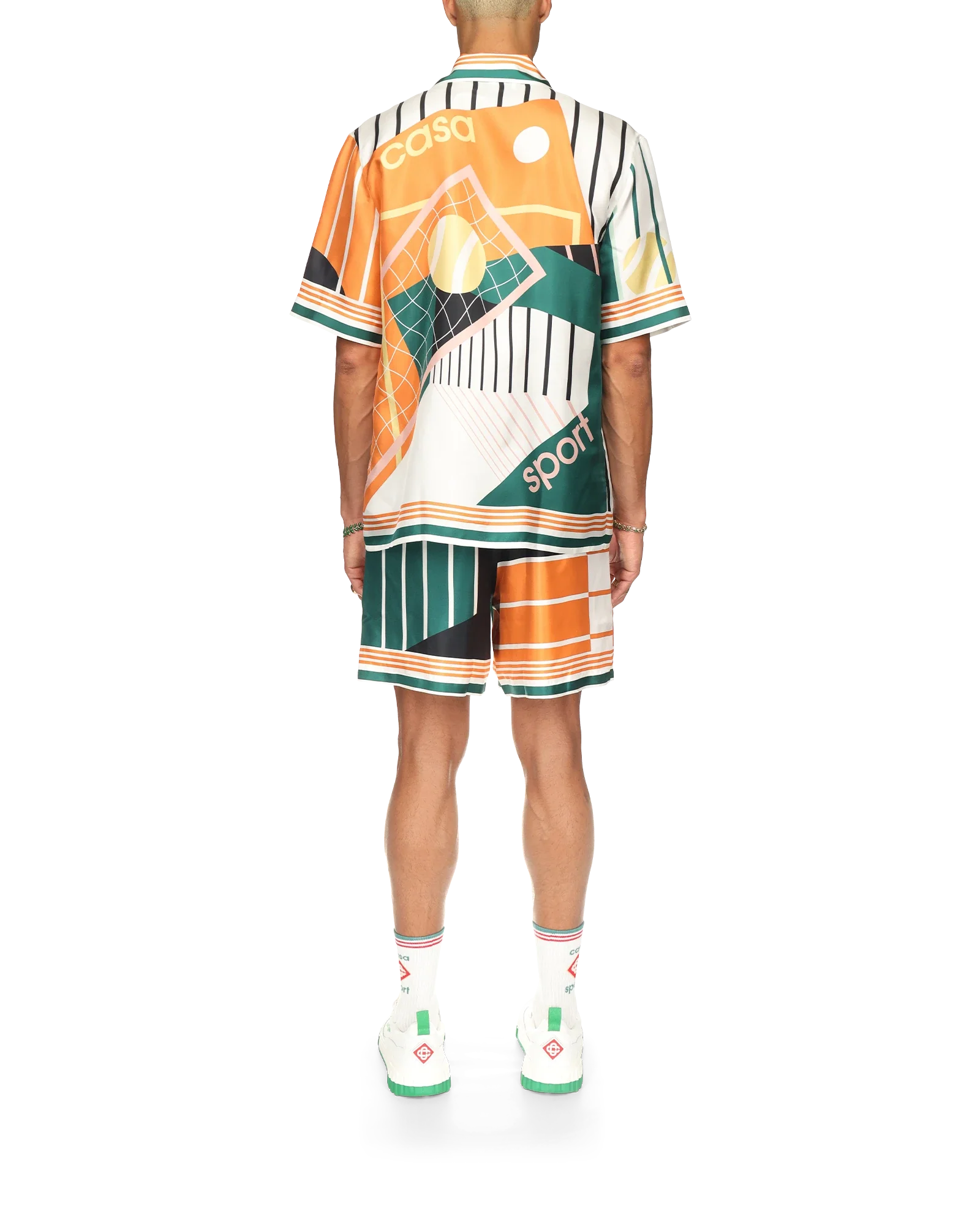 Chemise en soie Court Abstrait Short Sleeve