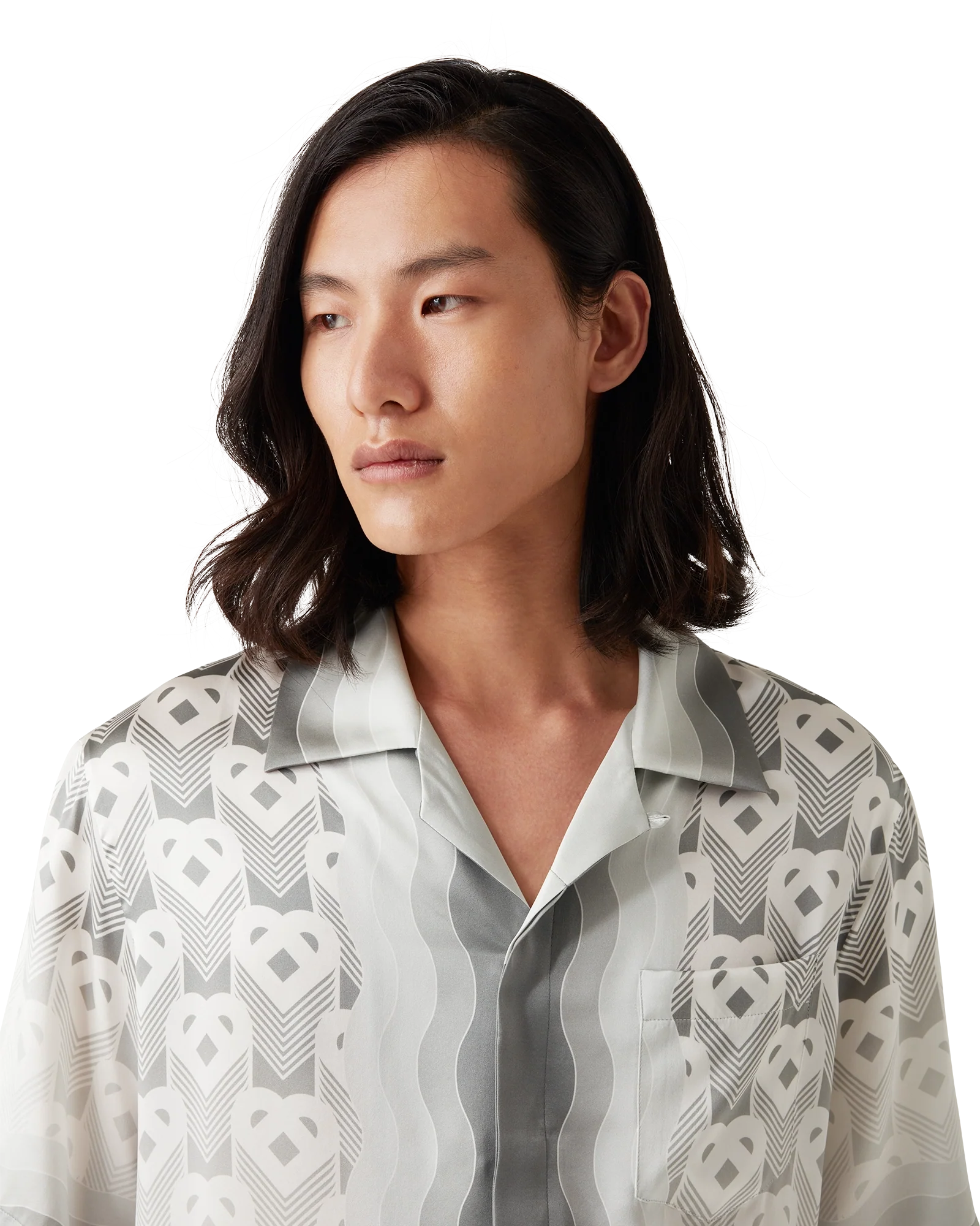 Chemise en soie à manches courtes avec monogramme en forme de cœur dégradé