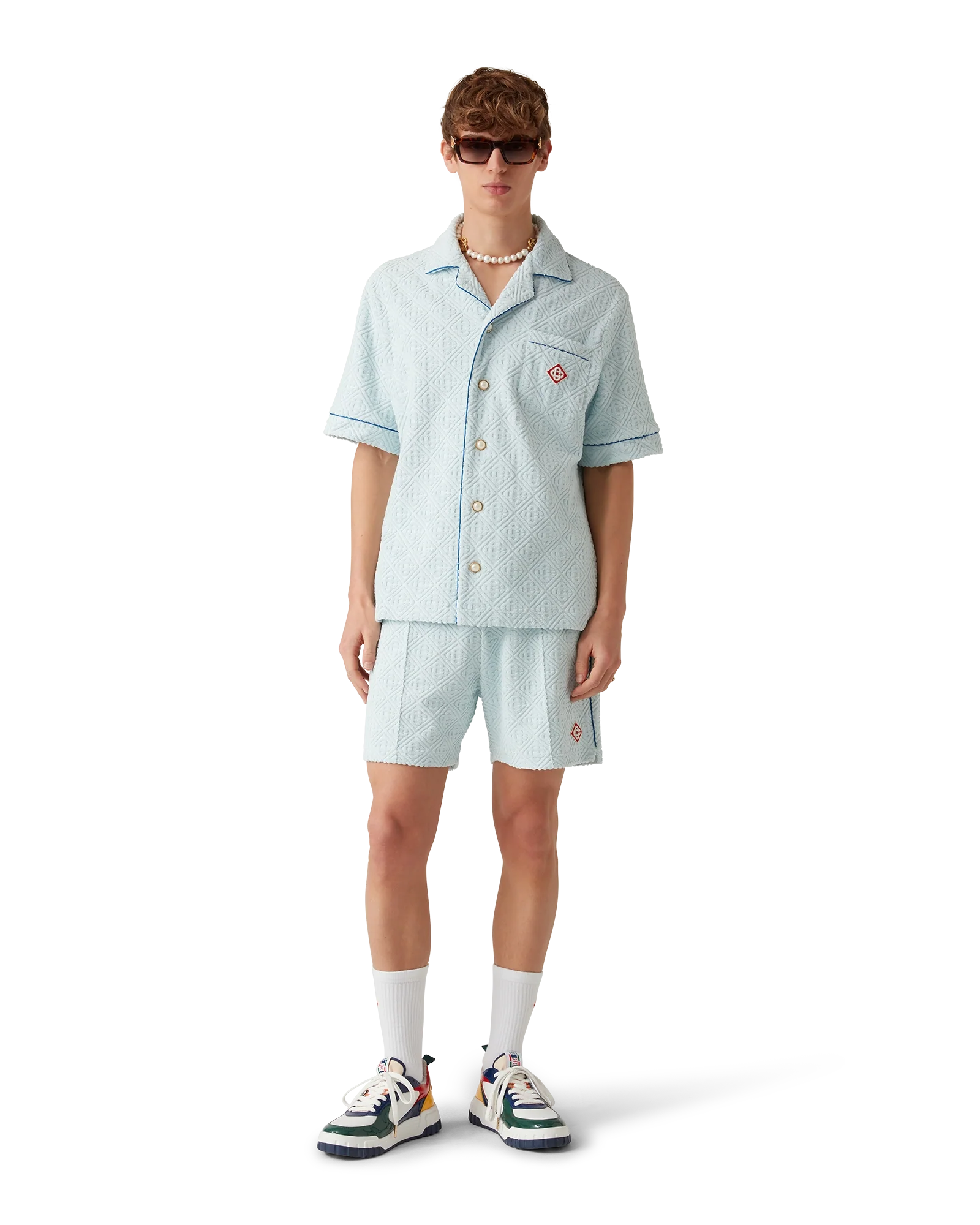 Chemise à manches courtes en tissu éponge Monogram