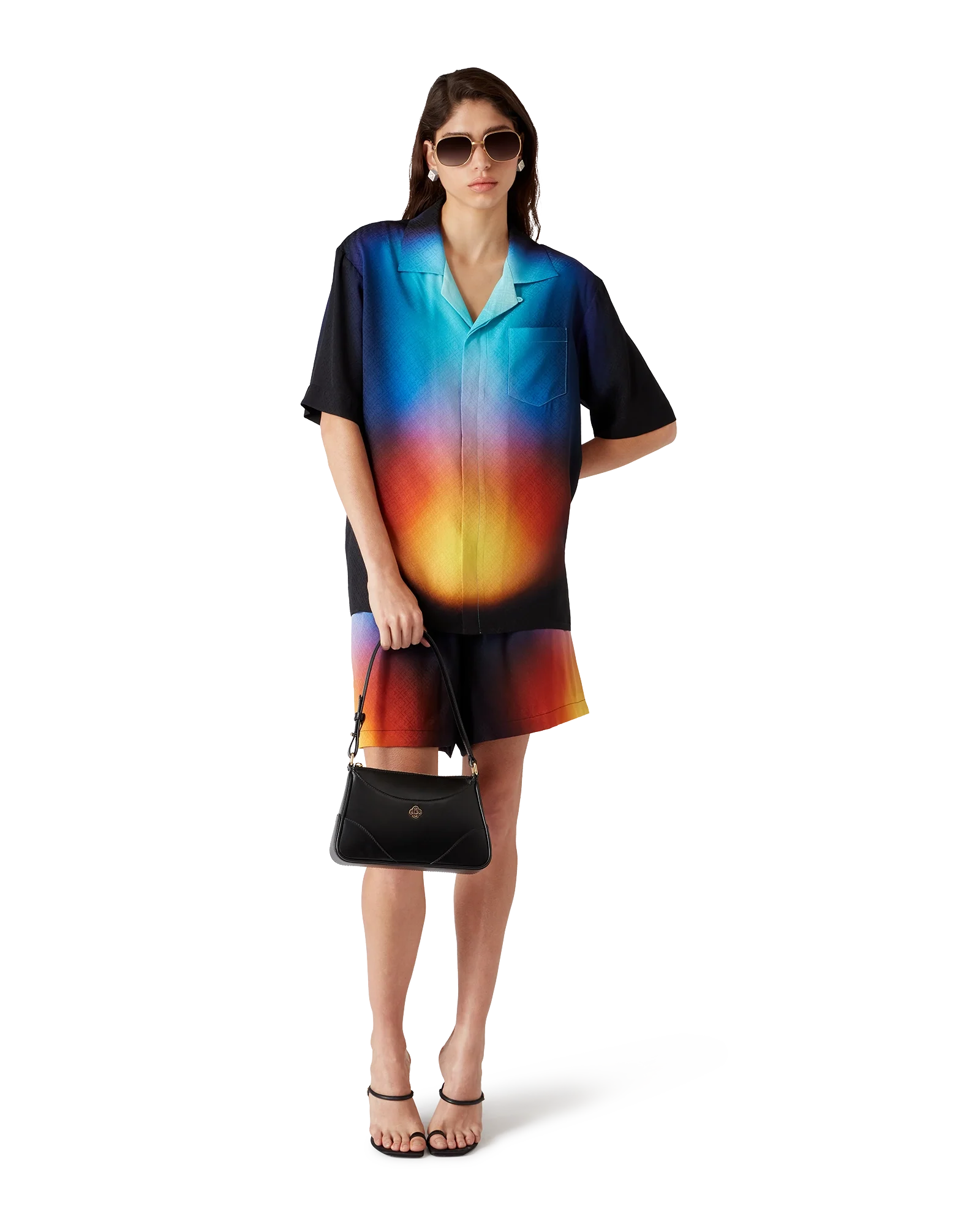 Chemise à manches courtes en soie dégradée