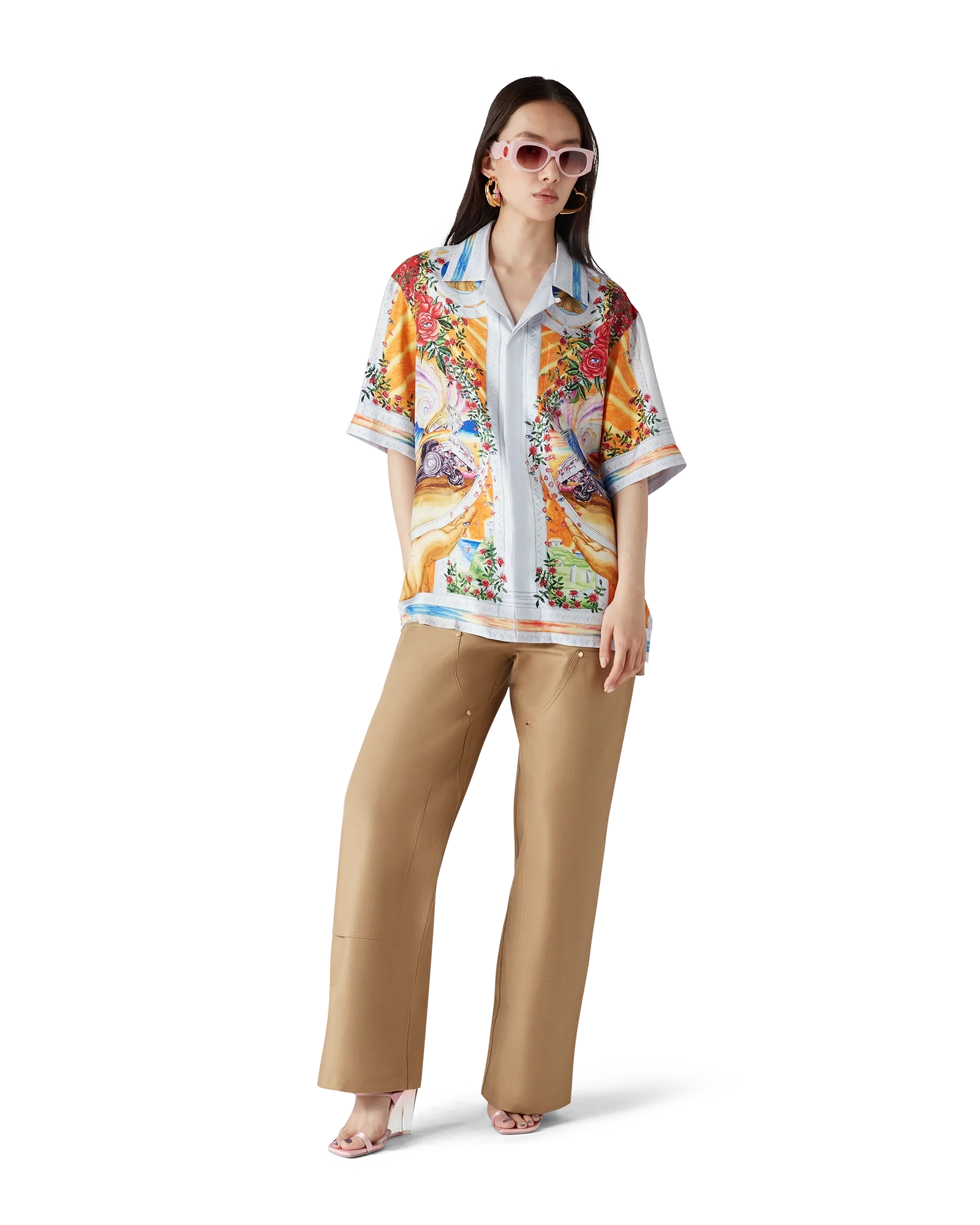 Chemise en soie La Tornade De Rose Short Sleeve