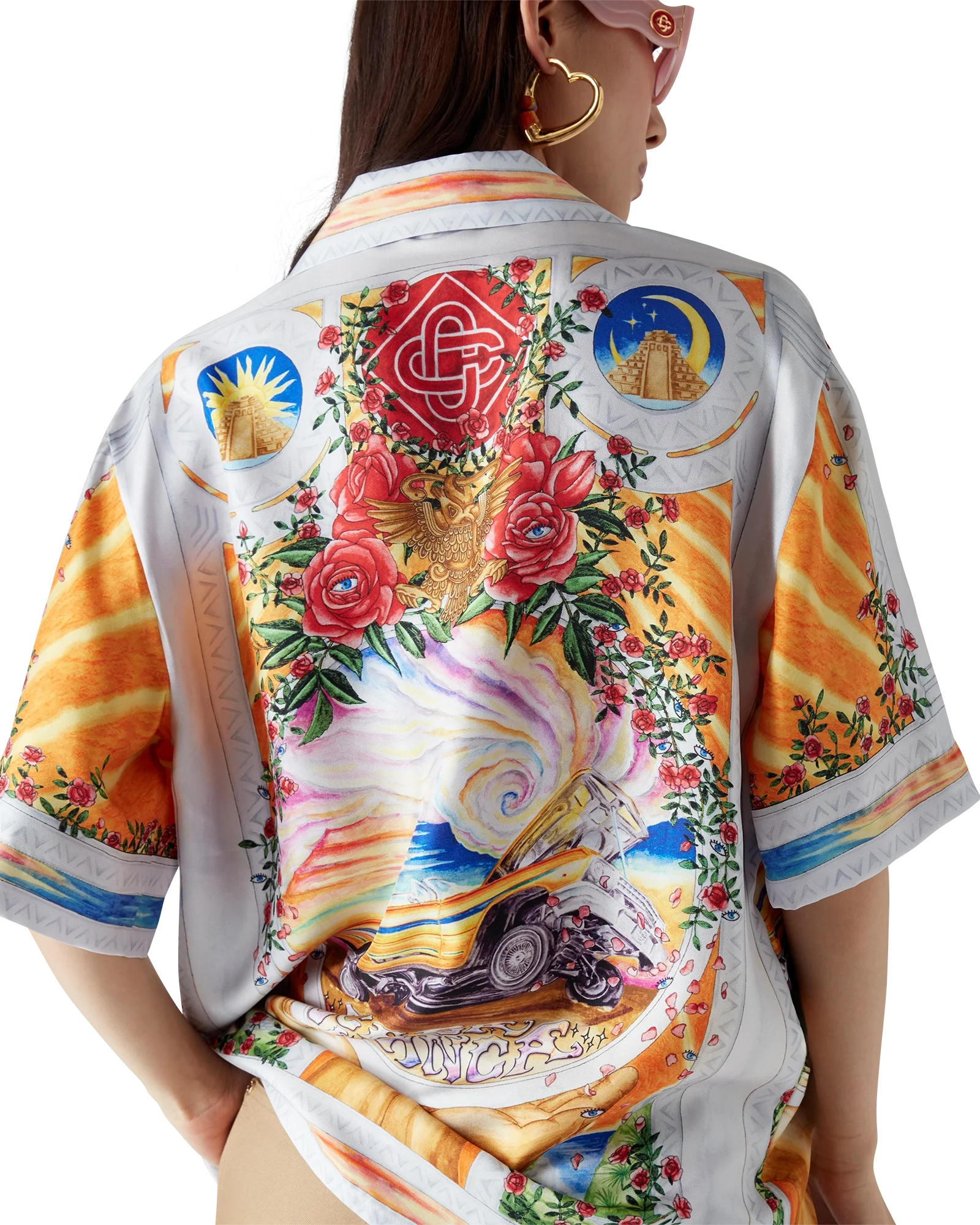 Chemise en soie La Tornade De Rose Short Sleeve