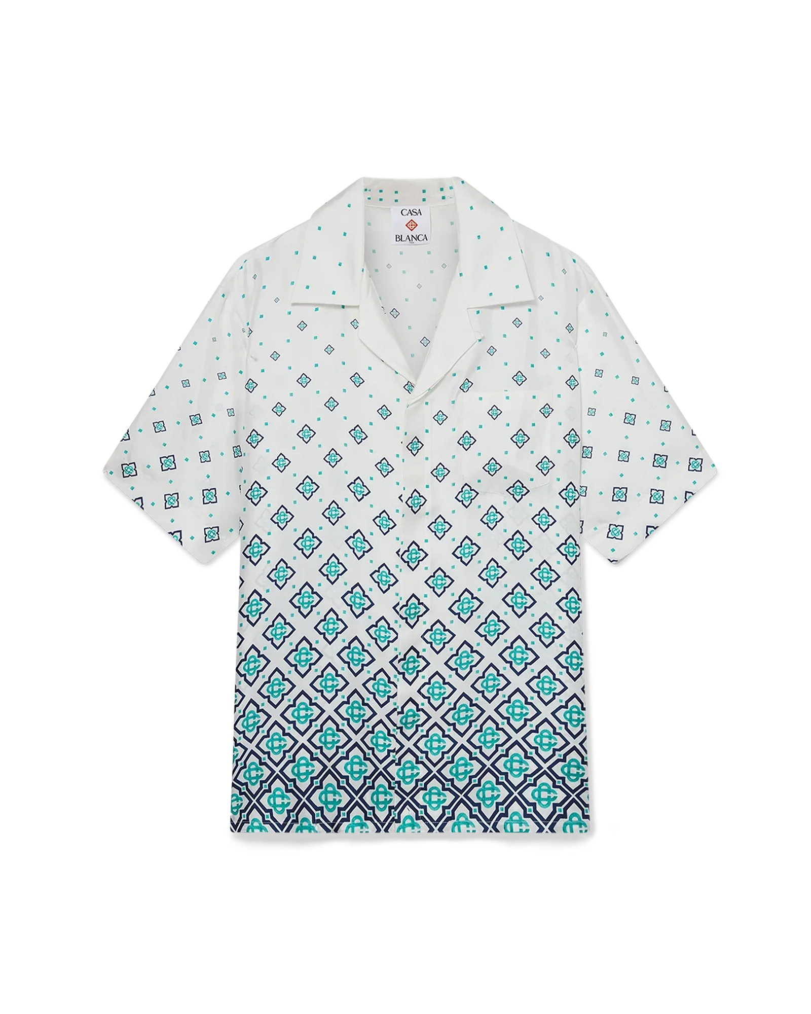 Chemise en soie à manches courtes avec monogramme dégradé
