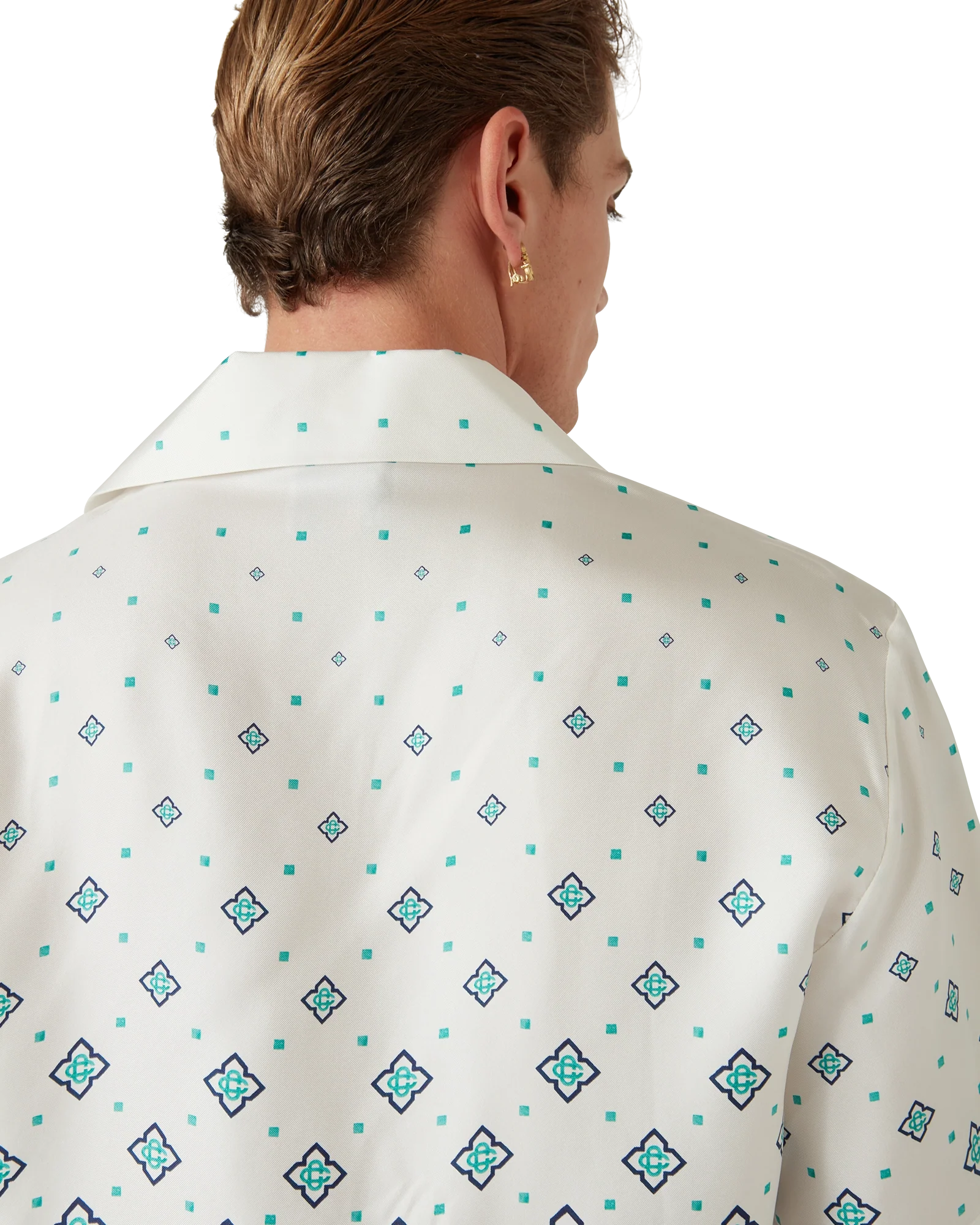 Chemise en soie à manches courtes avec monogramme dégradé