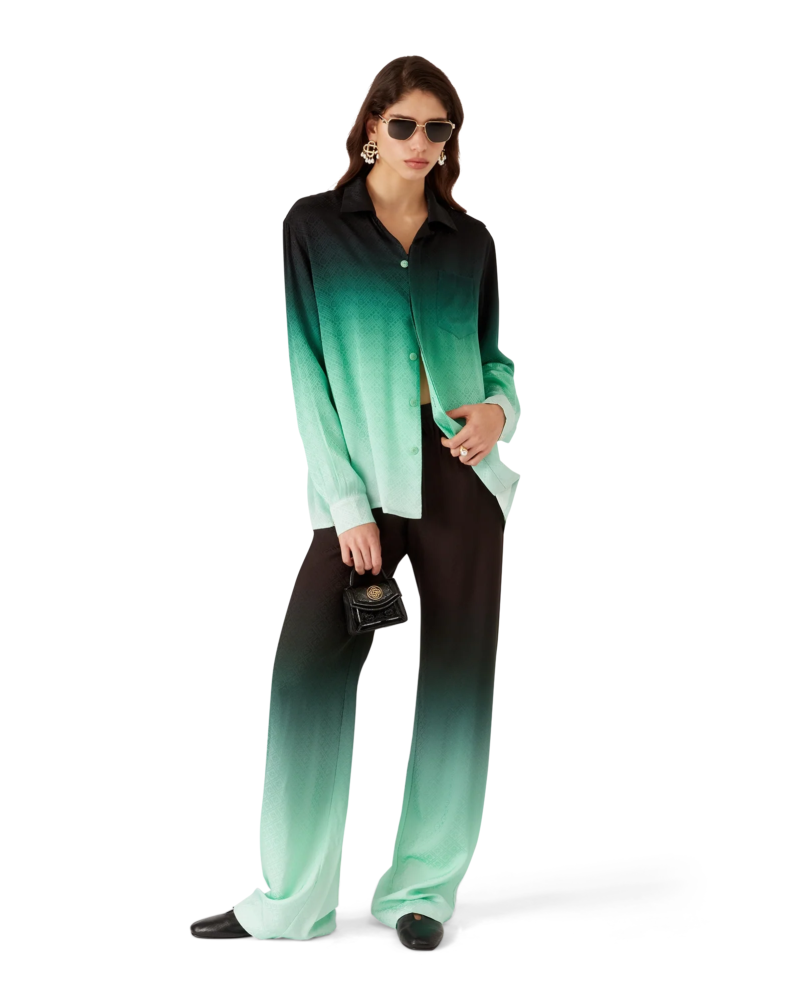 Chemise en soie Jacquard Gradient Ping Pong