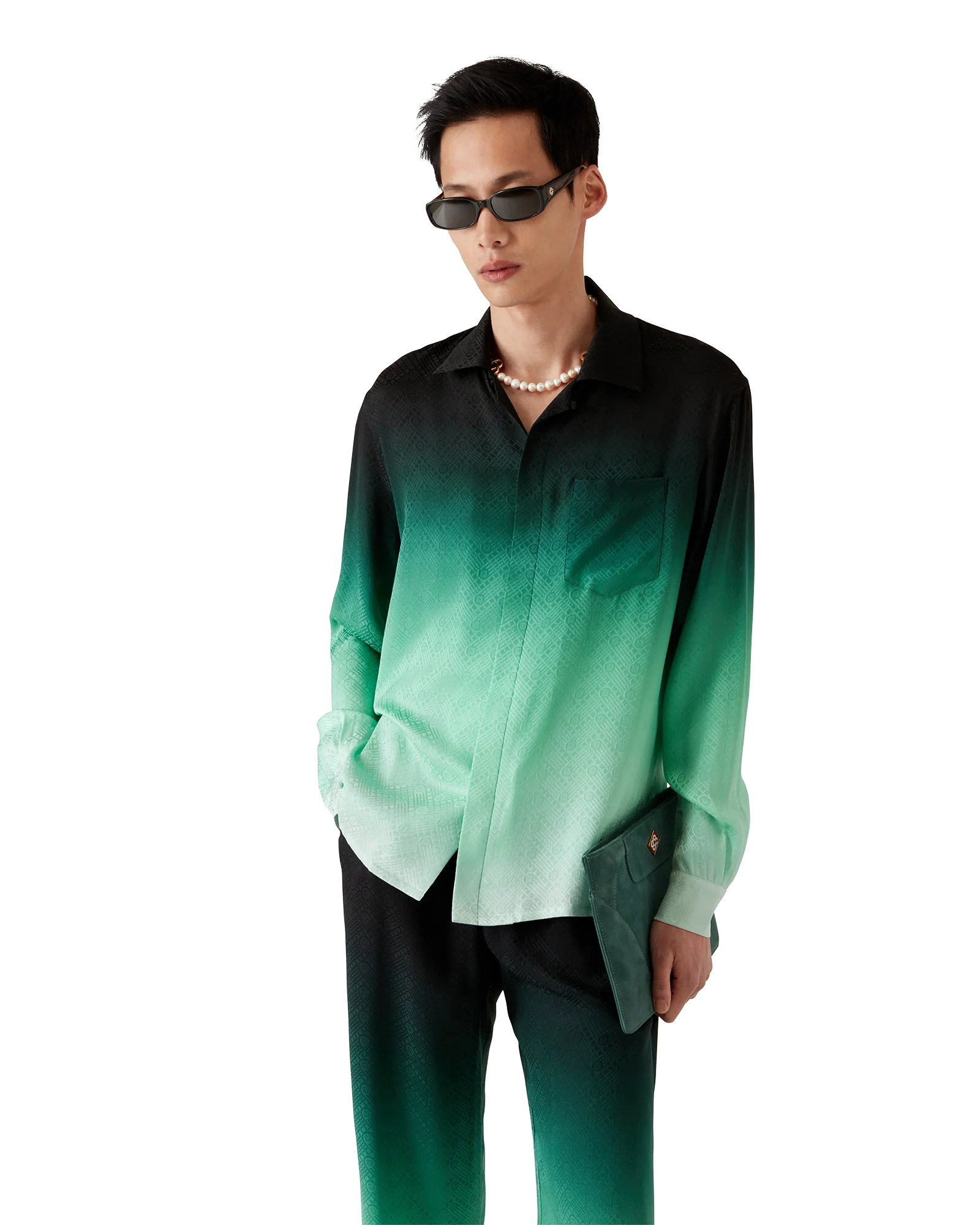 Chemise en soie Jacquard Gradient Ping Pong