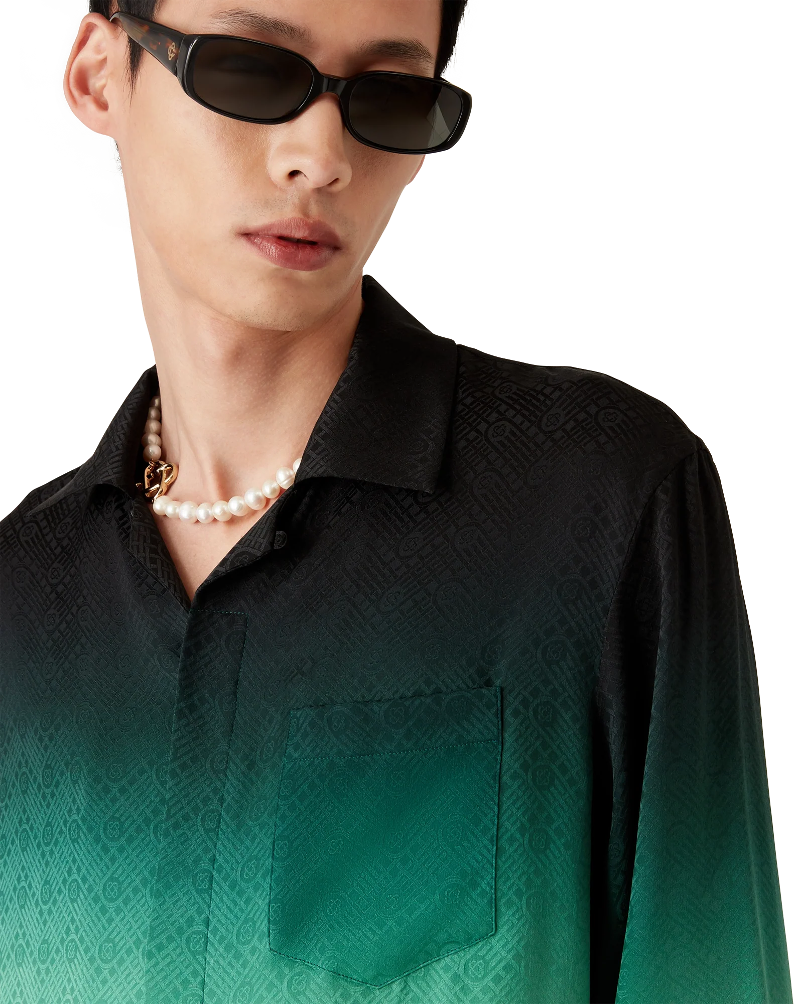 Chemise en soie Jacquard Gradient Ping Pong