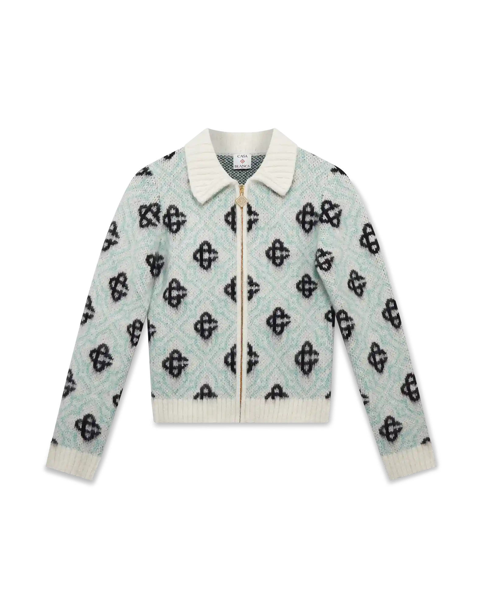 Pull monogramme zippé en mohair