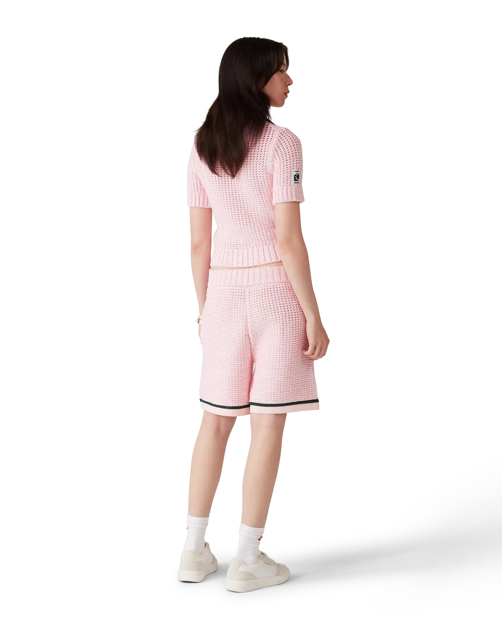 Short polo en coton mouliné