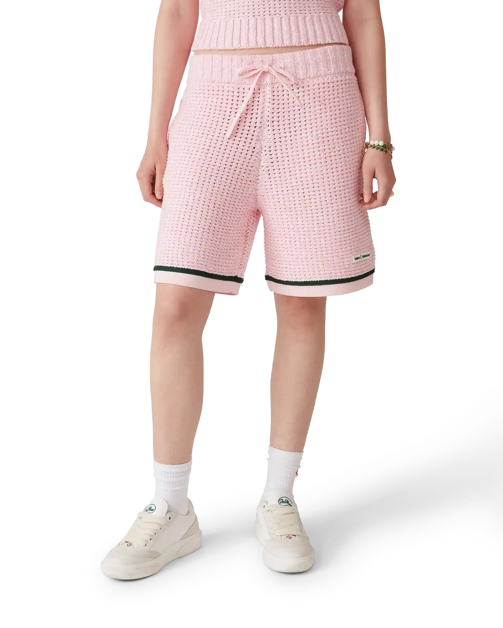 Short polo en coton mouliné