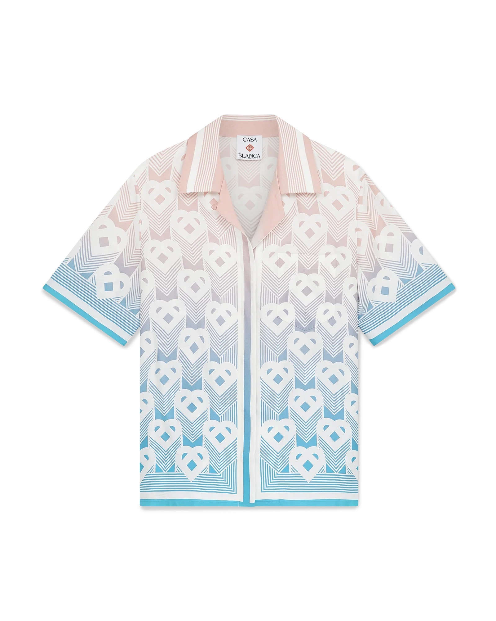 Chemise à manches courtes en soie avec monogramme et cœur dégradé