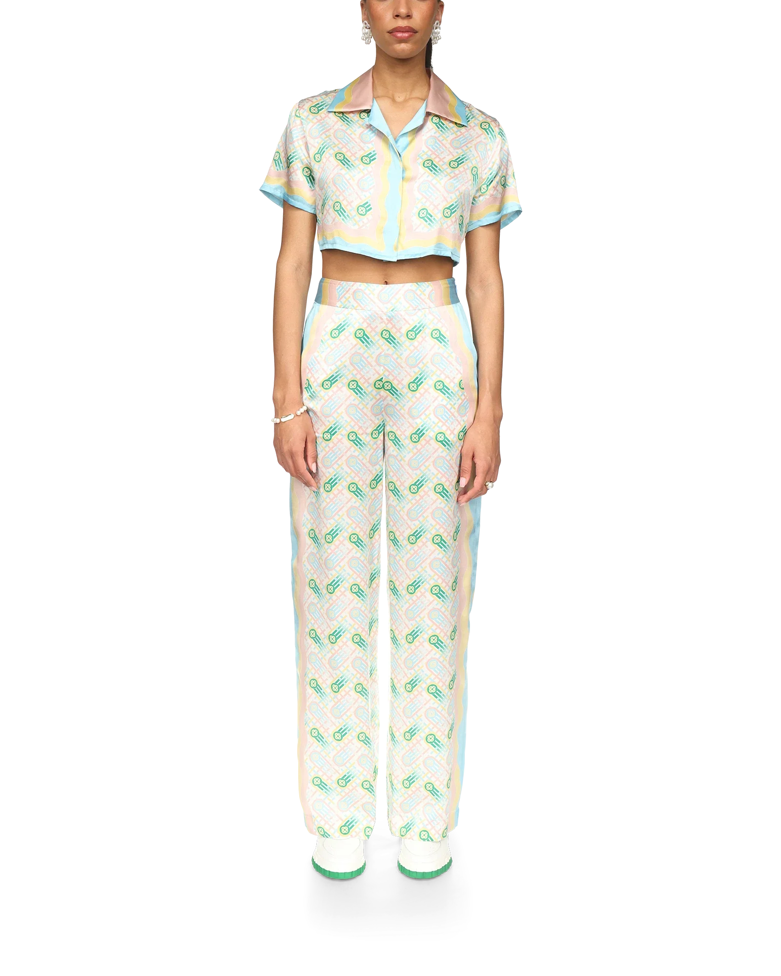 Chemise en soie Ping Pong Cropped