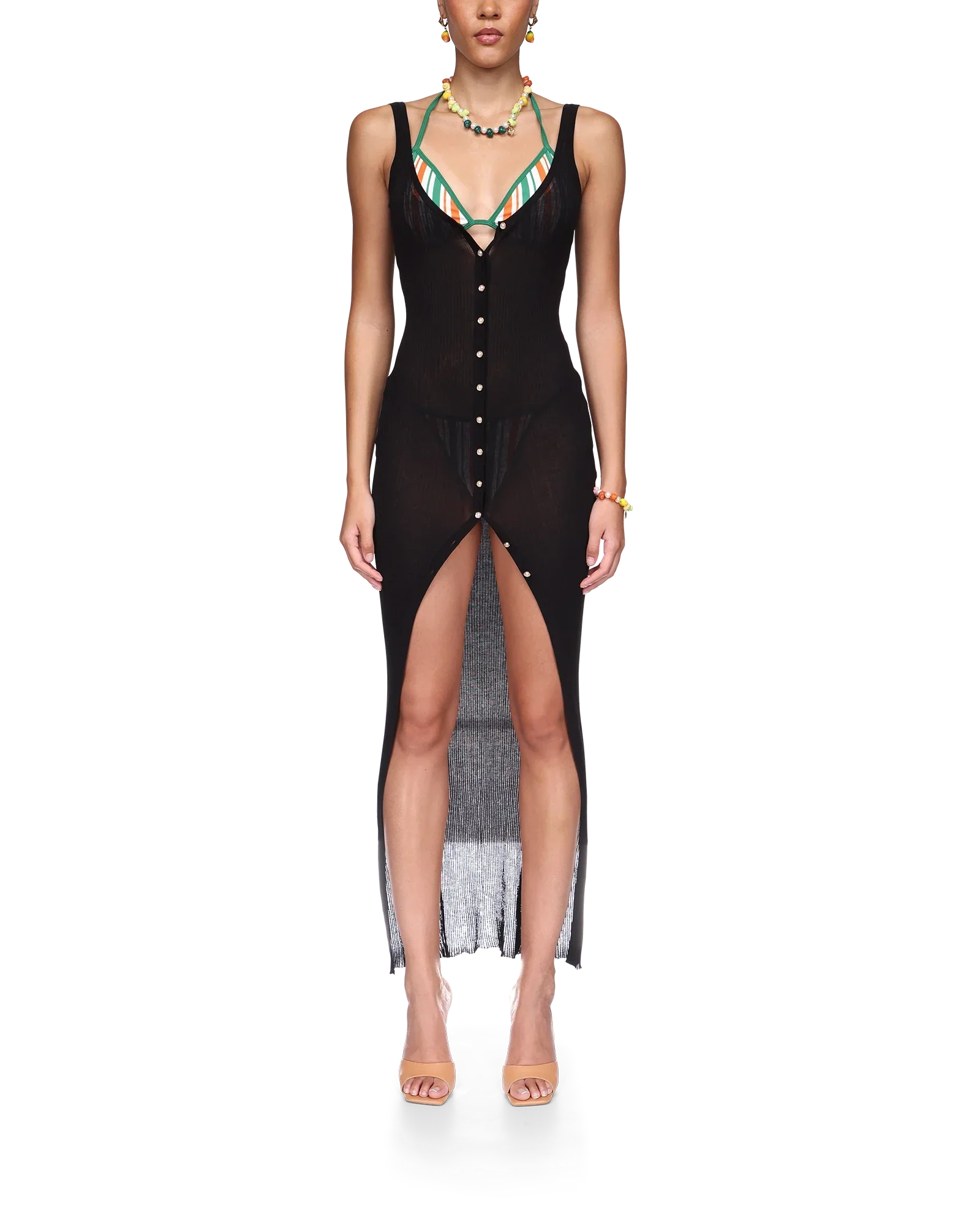Robe longue côtelée