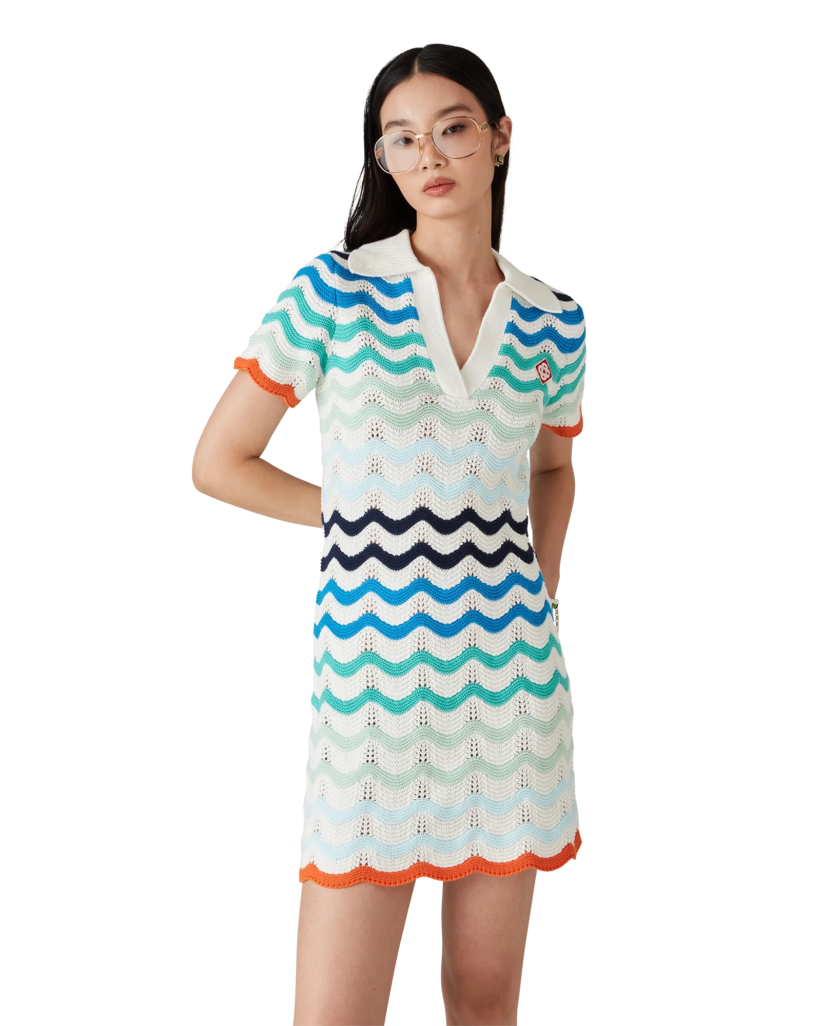 Mini robe en crochet à vagues dégradées