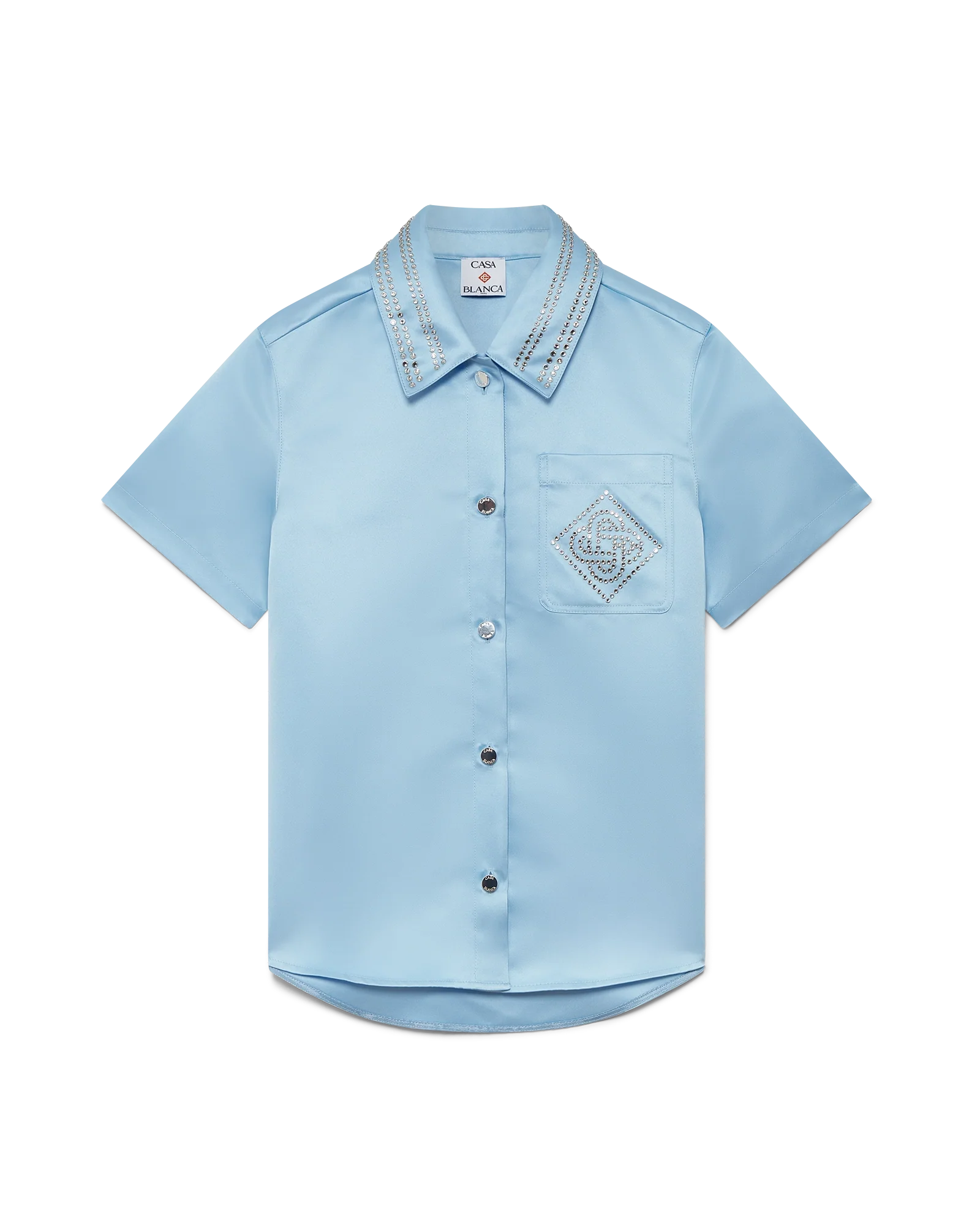 Chemise à manches courtes en satin